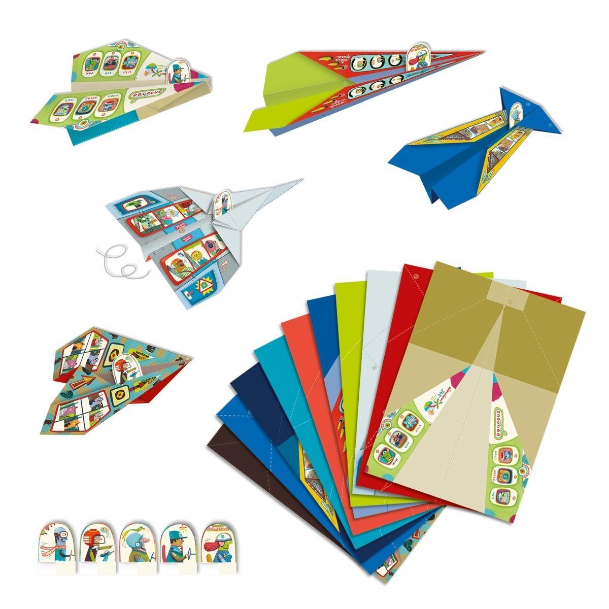 Flugzeuge bunte 20 DJECO Papierflieger Papier Kreativset Origami Fliegervorlagen
