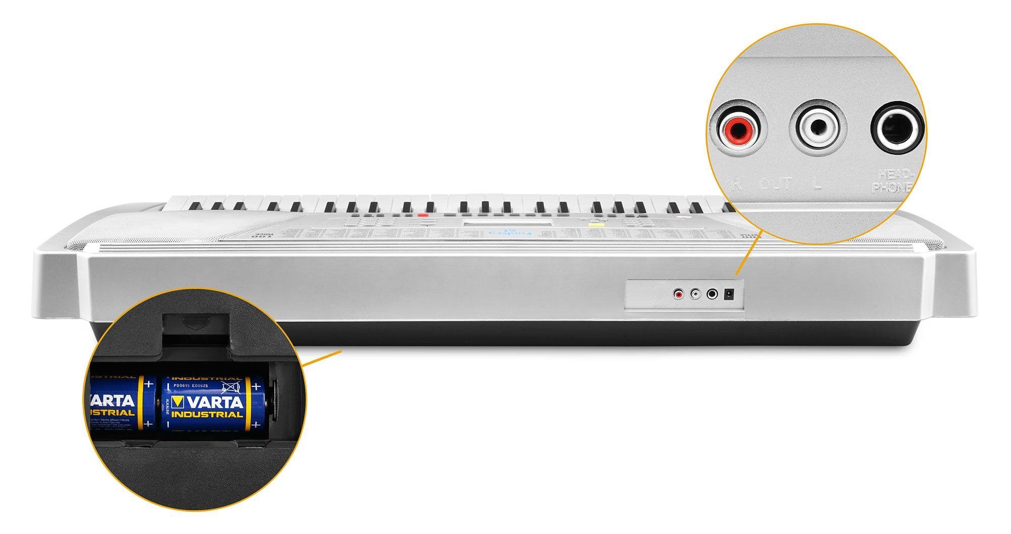 FunKey Home-Keyboard FK-61 - 61 Tasten Einsteiger-Keyboard (Spar-Set, 3-St., inkl. Keyboardständer Weiß und Keyboardbank), Begleitautomatik mit 100 Rhythmen