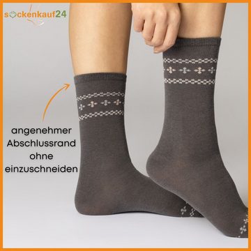 sockenkauf24 Basicsocken 10 Paar Damen Socken Mehrfarbig Streifen Punkte (34977/1, 39-42) Herzen Maritim Baumwolle