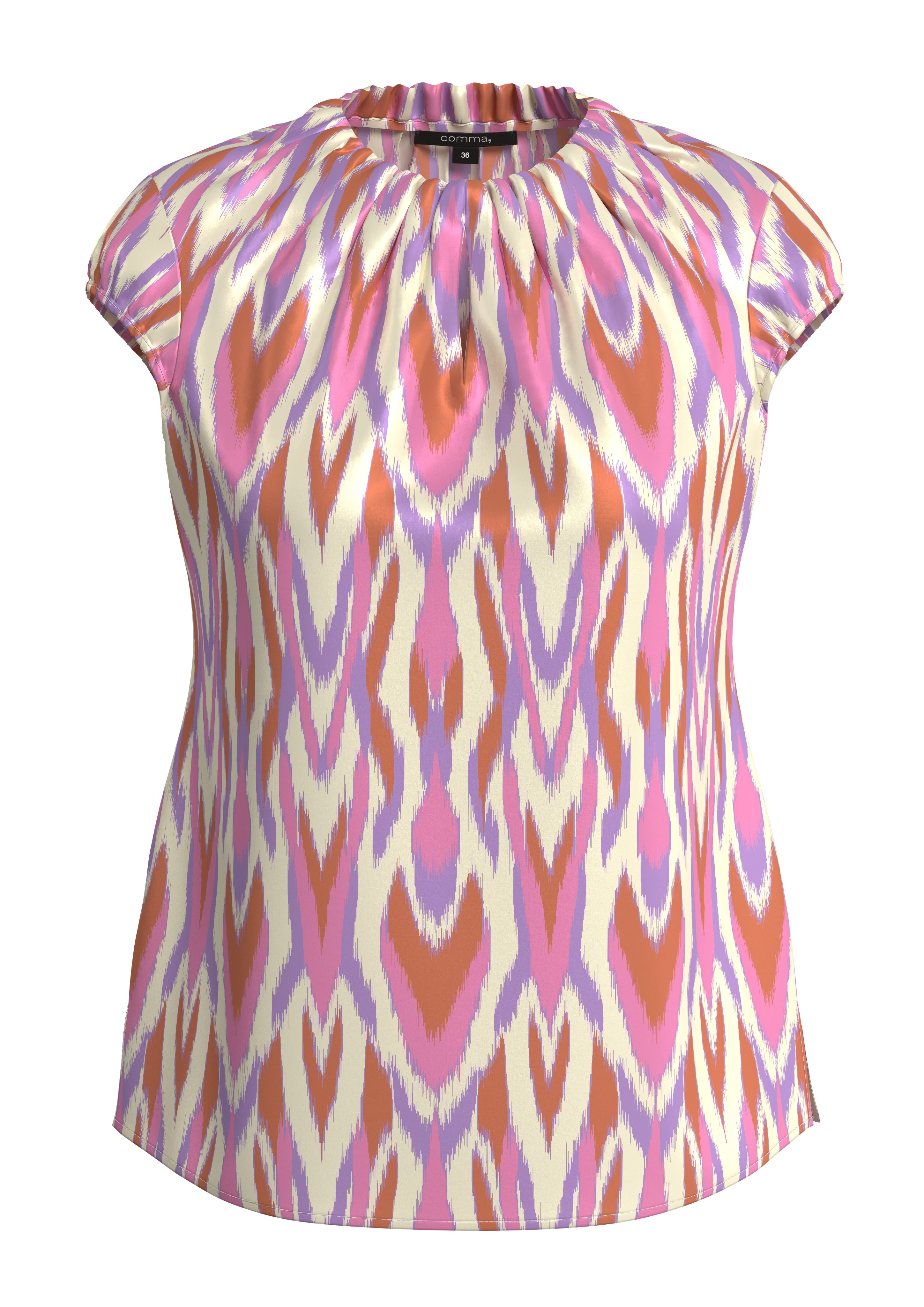 Kurzarmbluse Bluse aus Satin