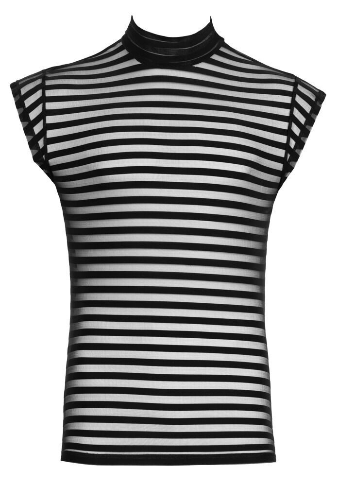 Svenjoyment Muskelshirt Gestreiftes Shirt transparent schwarz (1-tlg) Rundum elastisch und weich anschmiegsam