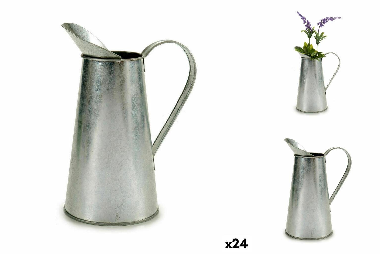 Ibergarden Blumenkasten Blumentopf Muster Milchkrug cm Zink 24 S 21,5 x x 17 11,3 Silberfarben