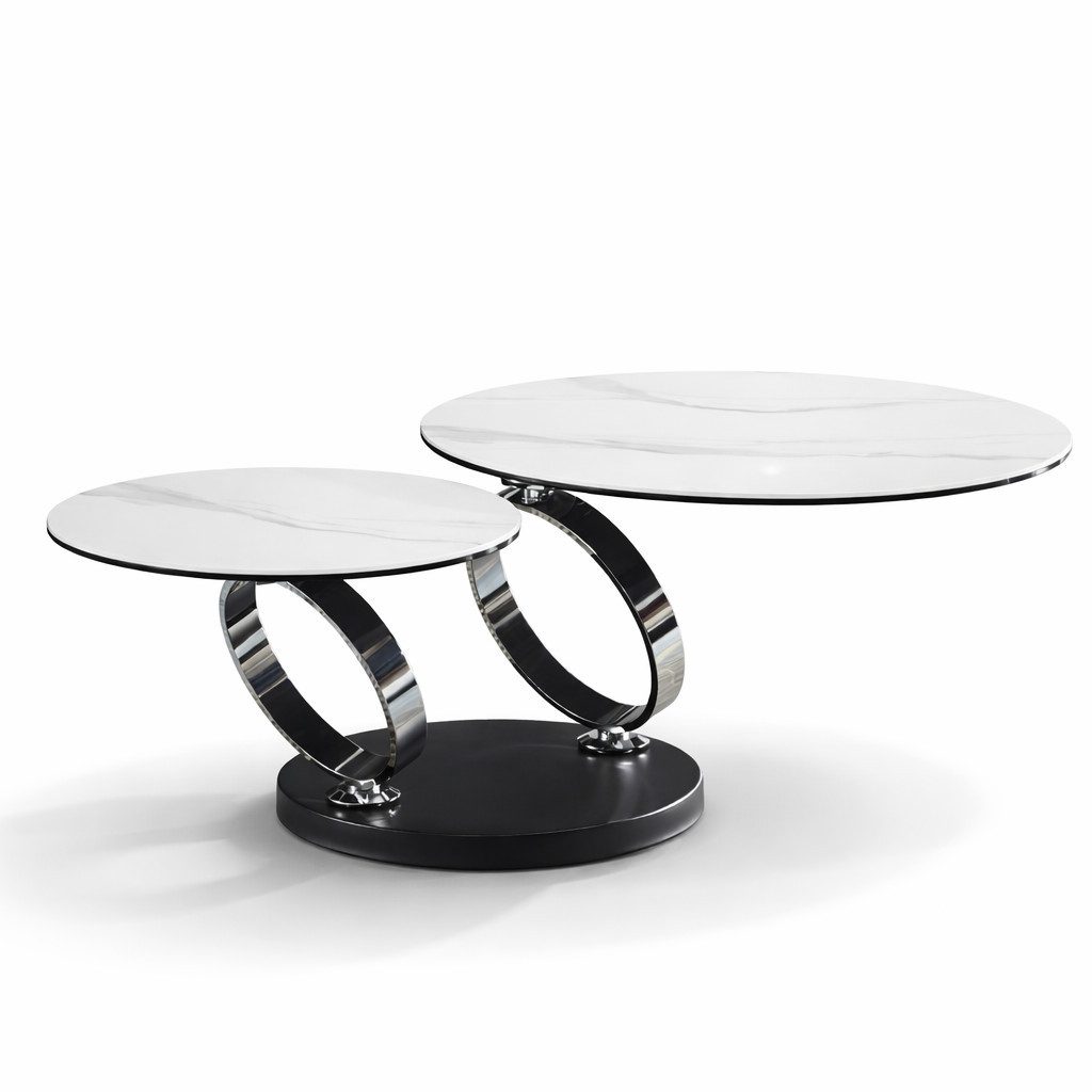 JVmoebel Couchtisch Moderner Couchtisch mit Marmoroptik und Chromgestell Sofort, Made in Europa