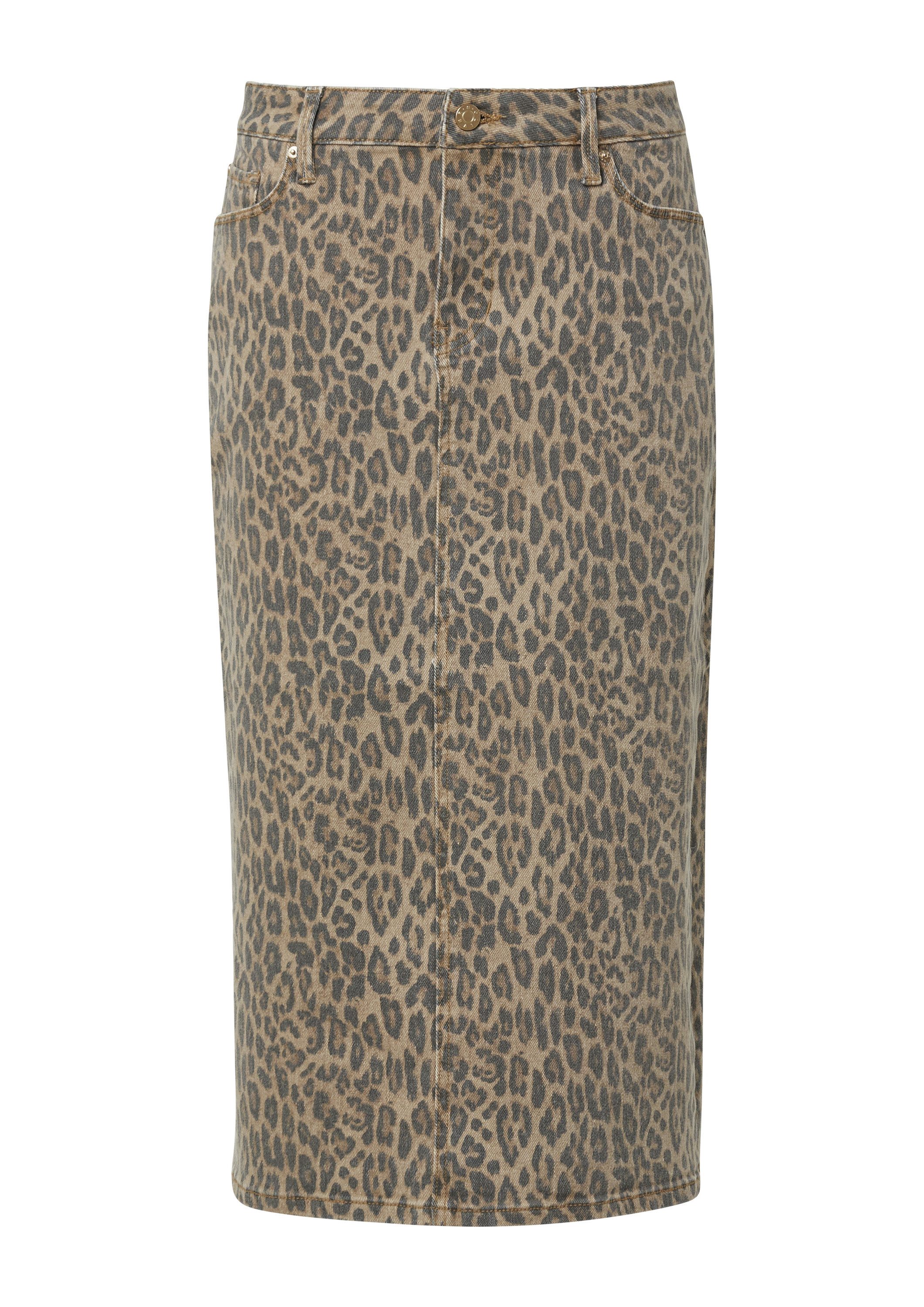 s.Oliver Midirock Rock Denimrock in Midilänge mit Leo-Print günstig online kaufen