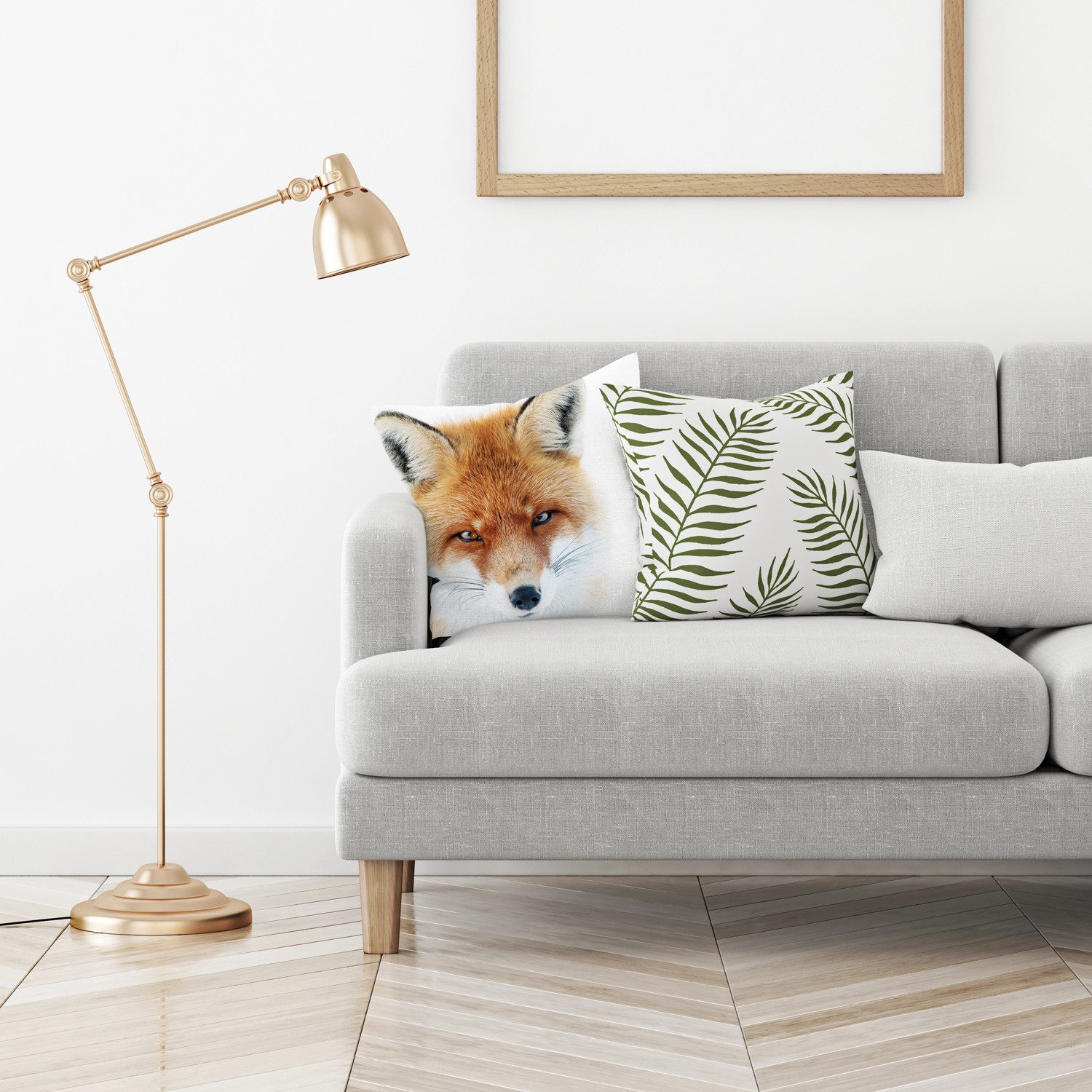 queence Dekokissen Joleen, Kissenhülle,Fuchskopf,Fuchs,Tiermotiv,Waldtier,Gezeichnet,Naturmotiv