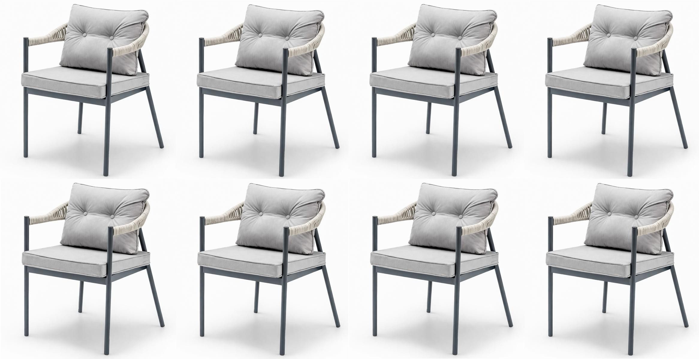 JVmoebel Gartenstuhl Stuhl Grau Farbe Moderner Stil Metallrahmen Weicher Stuhl Geflecht Neu