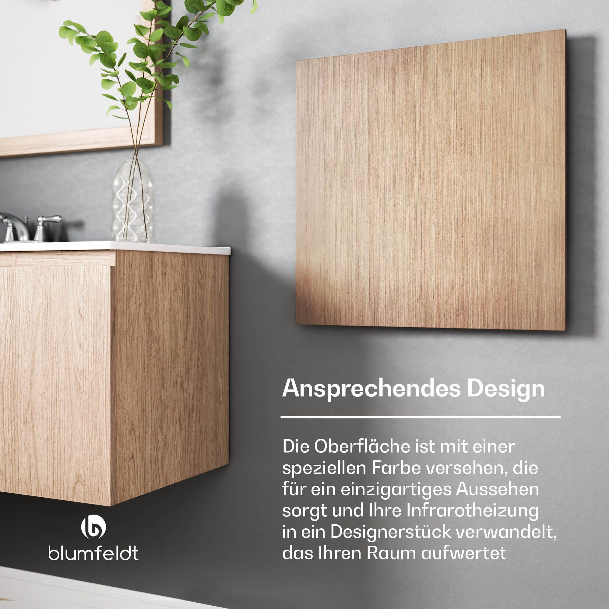 blumfeldt Infrarotheizung HeatSquare, elektrische Heizkörper Thermostat Timer App 350 W