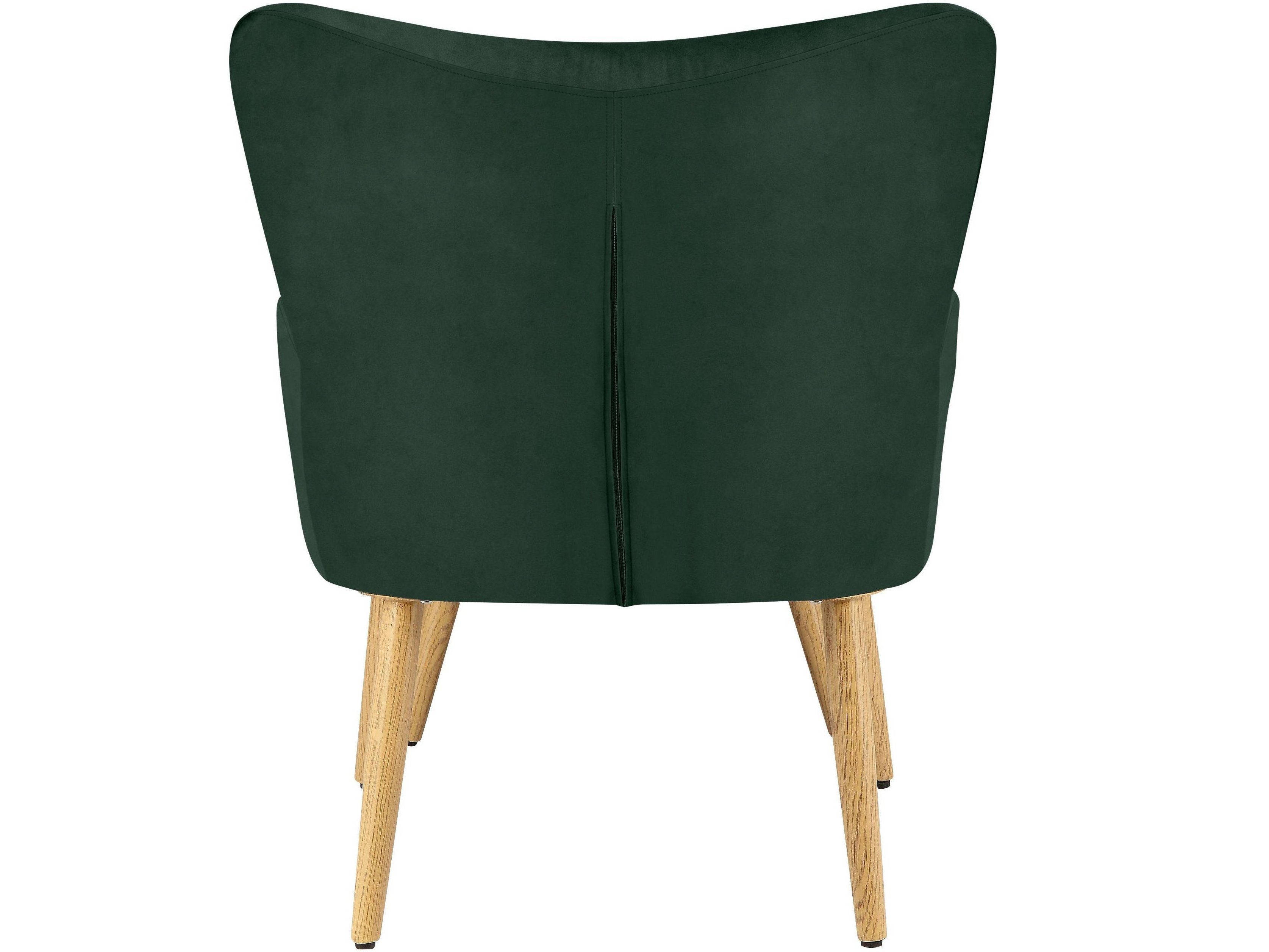 Sessel loft24 Sessel dunkelgrün Knopfheftung, mit Cora mit Relaxsessel (2-tlg. Holzbeine Set, mit Hocker), Samtbezug, Fußhocker,