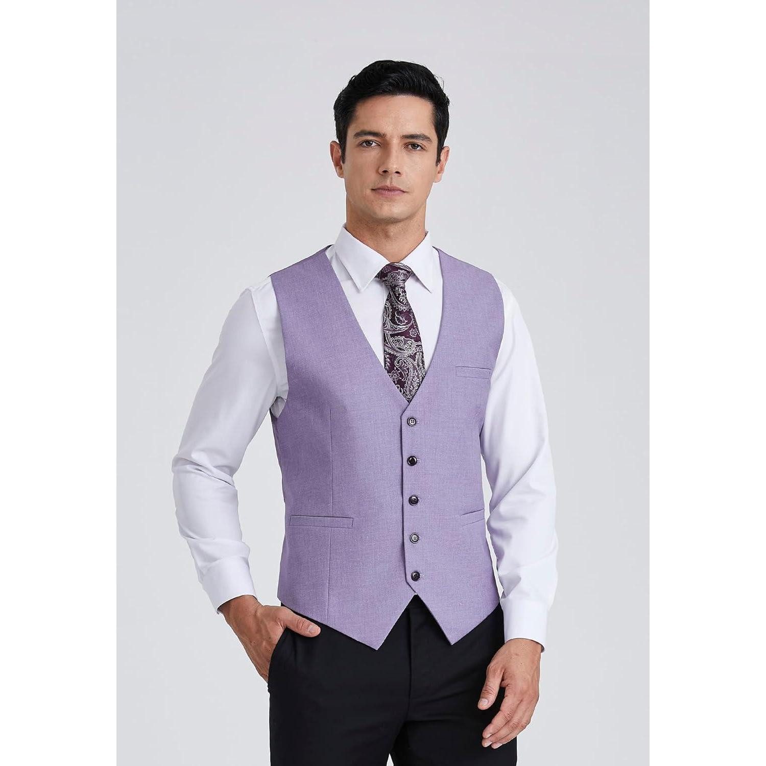 LuxusKollektion Krawatte Anzugweste Herren einfarbig Hochzeit Business Taschen XXL Lila
