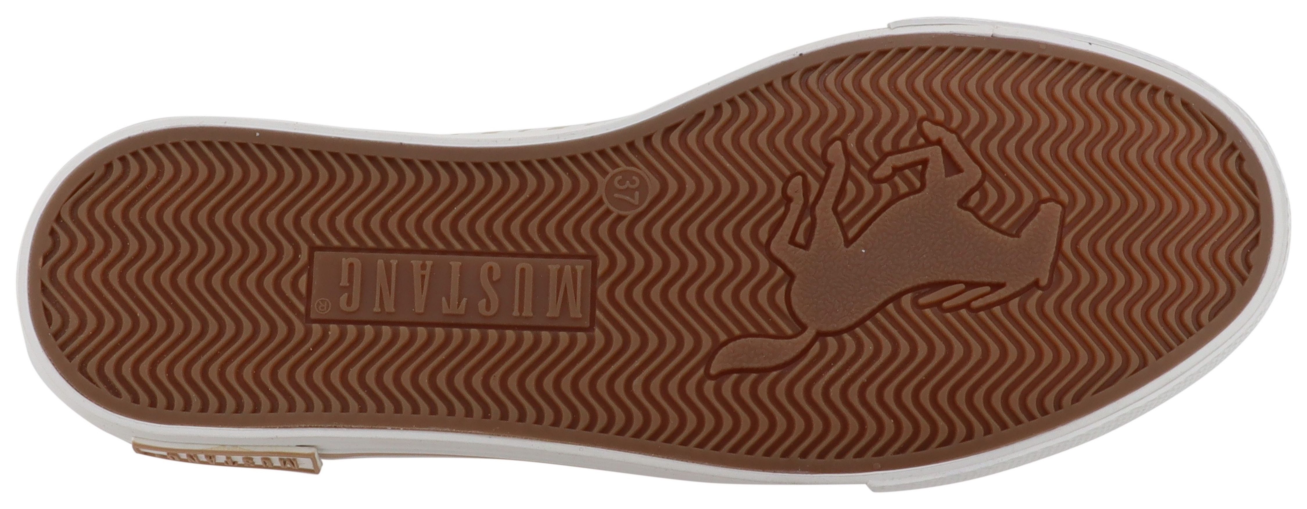 Mustang Shoes Magdalena Slip-On Sneaker Slipper, Halbschuh mit Kontrastbesatz und Logoschriftzügen