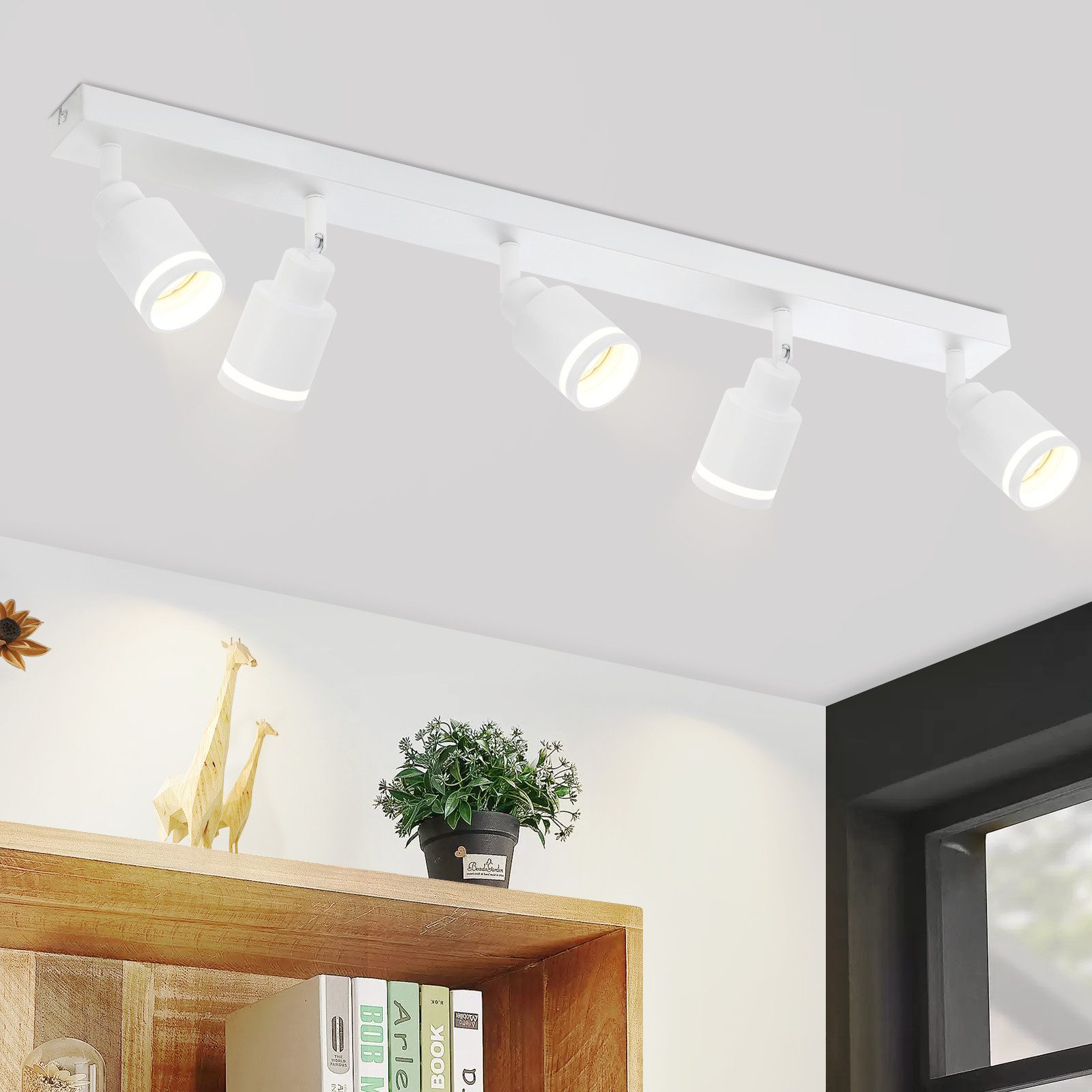ZMH Deckenstrahler 5 Flammig Schwenkbar 355° Modern Deckenspots für Büro Schlafzimmer, Drehbar 180°, ohne Leuchtmittel, Metall Flurlampe GU10 Deckenlampe für Esszimmer