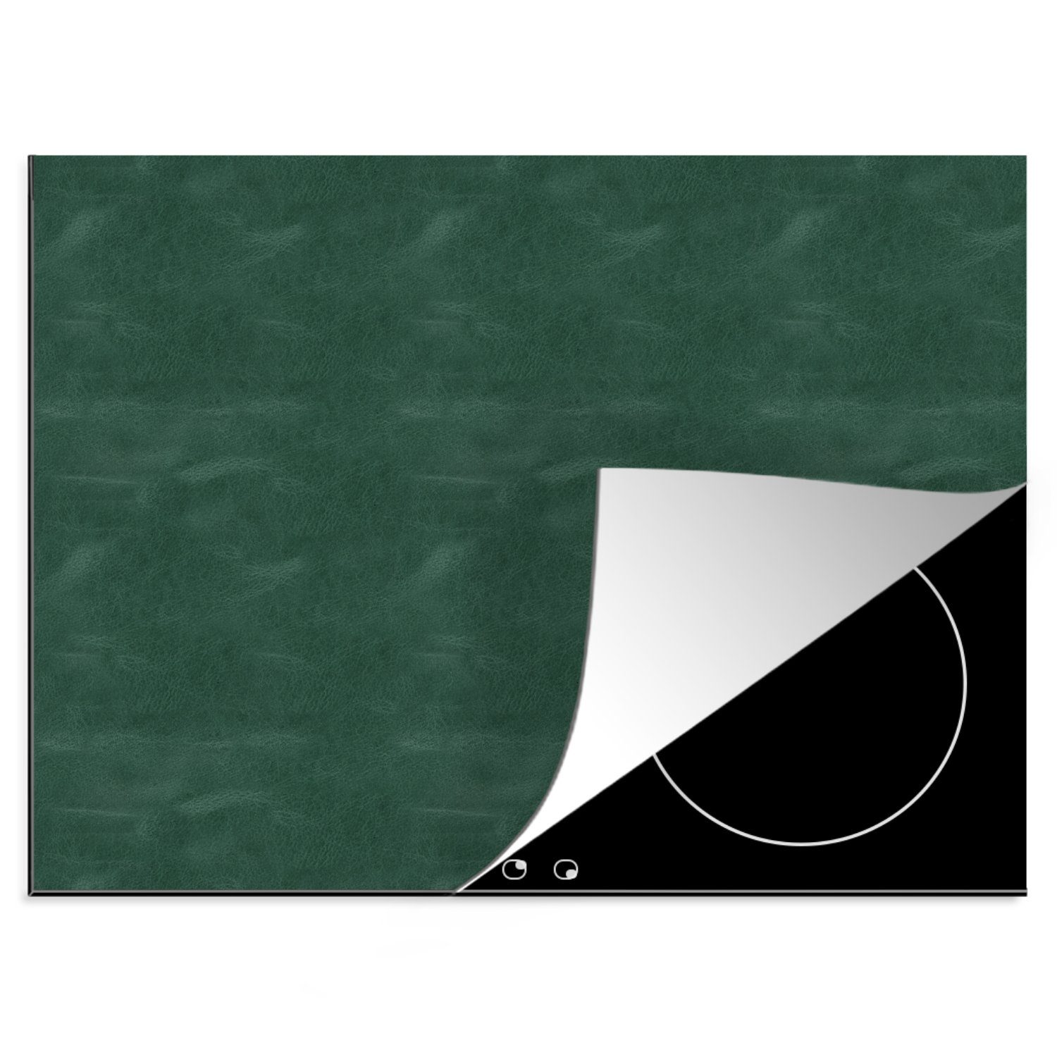 MuchoWow Herdblende-/Abdeckplatte Induktionsschutz - Leder - Grün - Tiere, Vinyl, (1 tlg), 60x52 cm, Mobile Arbeitsfläche nutzbar, Ceranfeldabdeckung