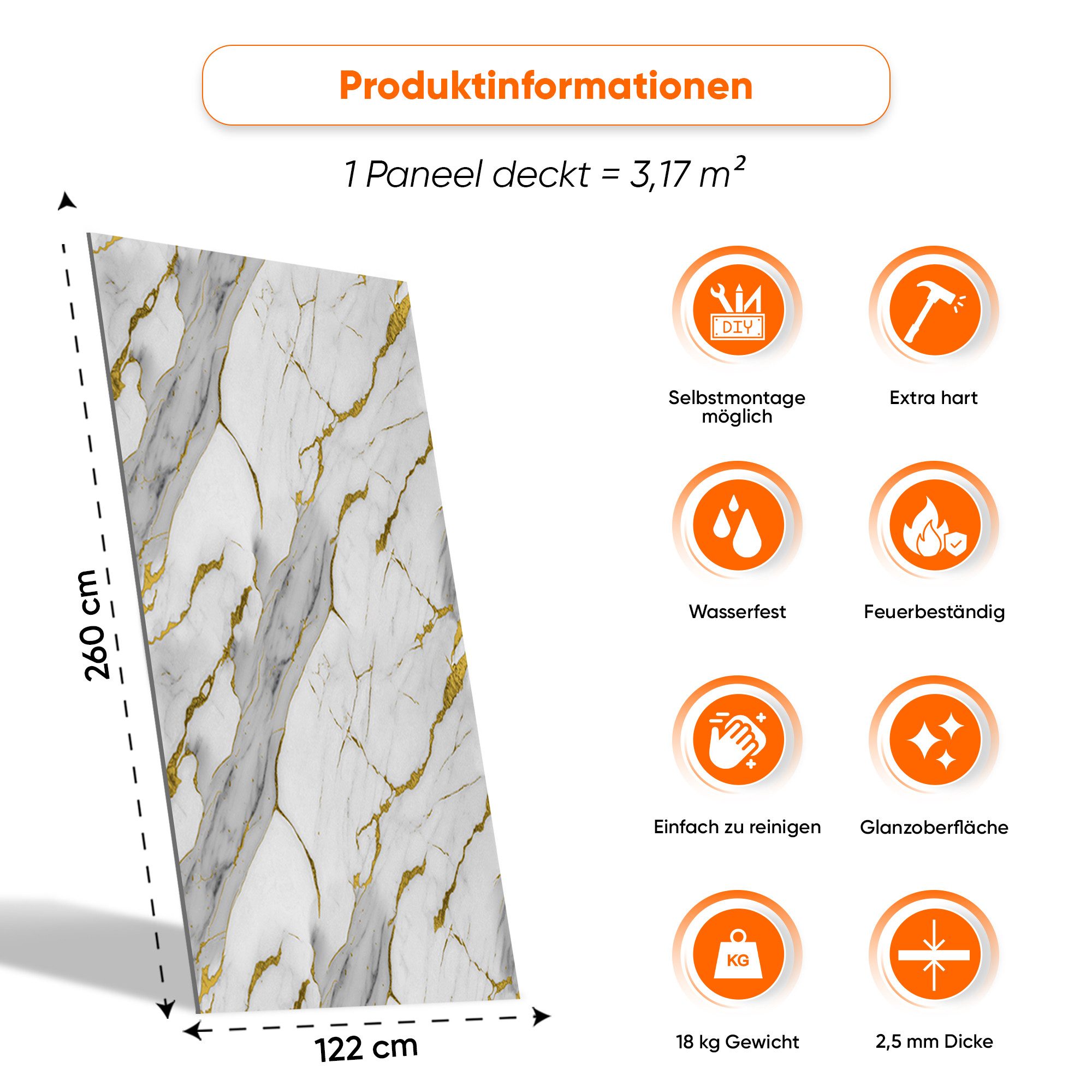 IZODEKOR 3D Wandpaneel IZODEKOR Deckenhohe 3D Marmor Wandpaneel