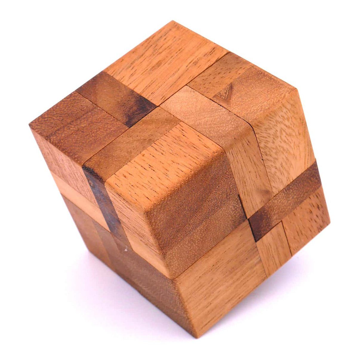 3D-Puzzle 6 das ROMBOL Entwirre pieces - cube Spiel, mit Knobelspiel Holzspiel Denkspiele Teilen, 6