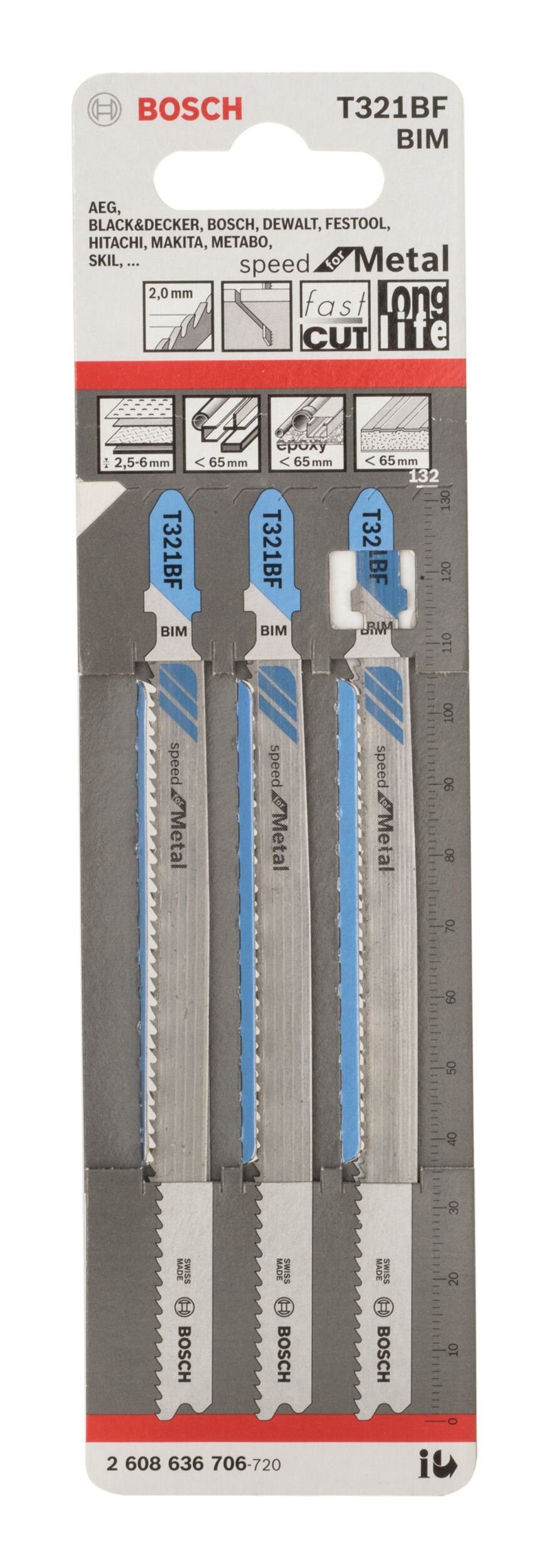 BOSCH Stichsägeblatt 321 Speed Metal Stück), T BF for 3er-Pack - (3