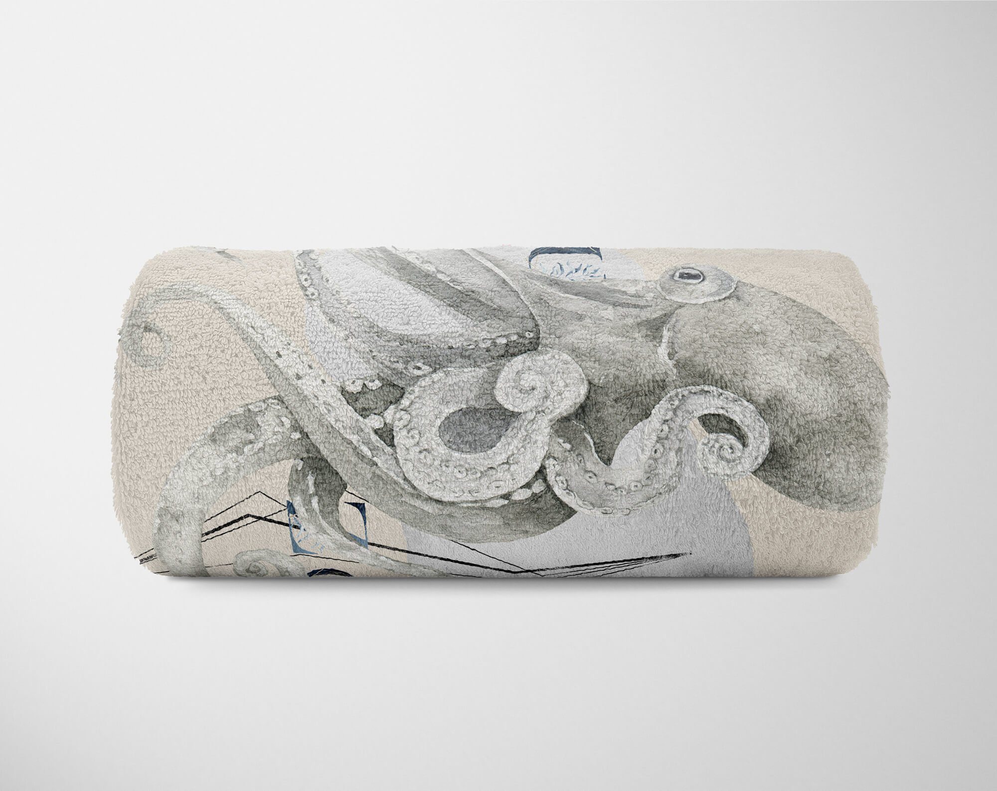 Strand (1-St), Saunatuch Ozean Art Motiv, Handtücher Handtuch Kunstvoll Baumwolle-Polyester-Mix Sinus Oktopus Kuscheldecke Handtuch Strandhandtuch