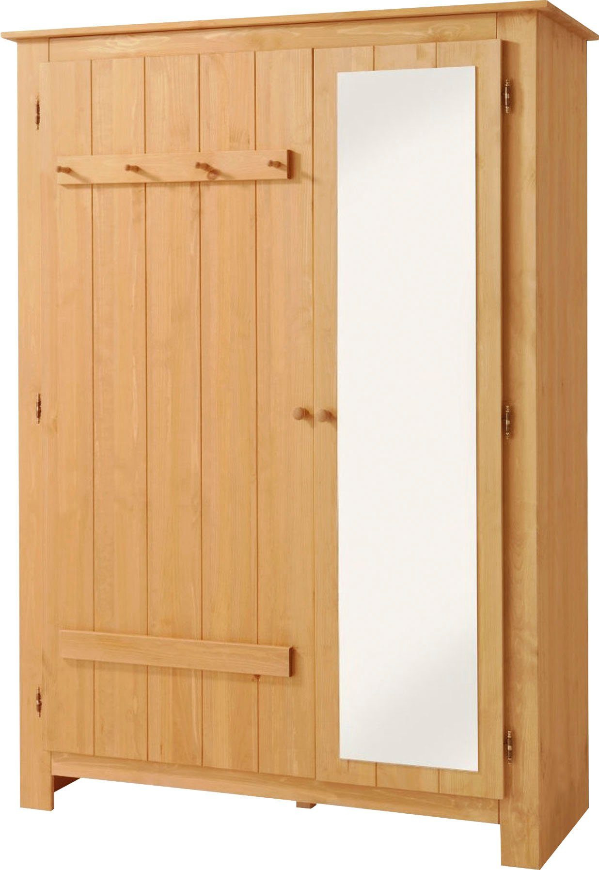 Home affaire Bertram Höhe 170 einer Garderobenschrank mit Spiegeltür, aus Kiefernholz, schönem gebeizt/gewachst natur massivem cm