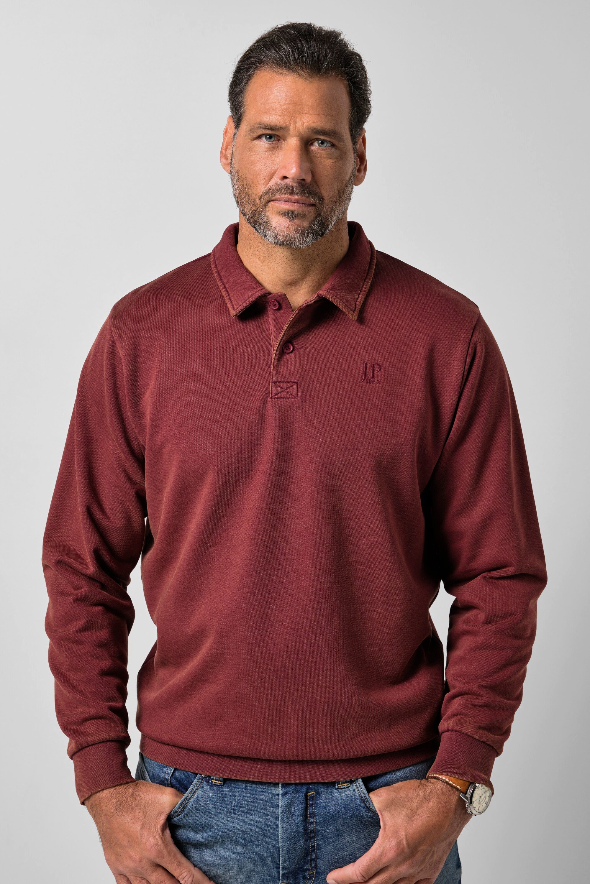 JP1880 Sweatshirt Rugby-Sweater Vintage Look kleiner Stick
