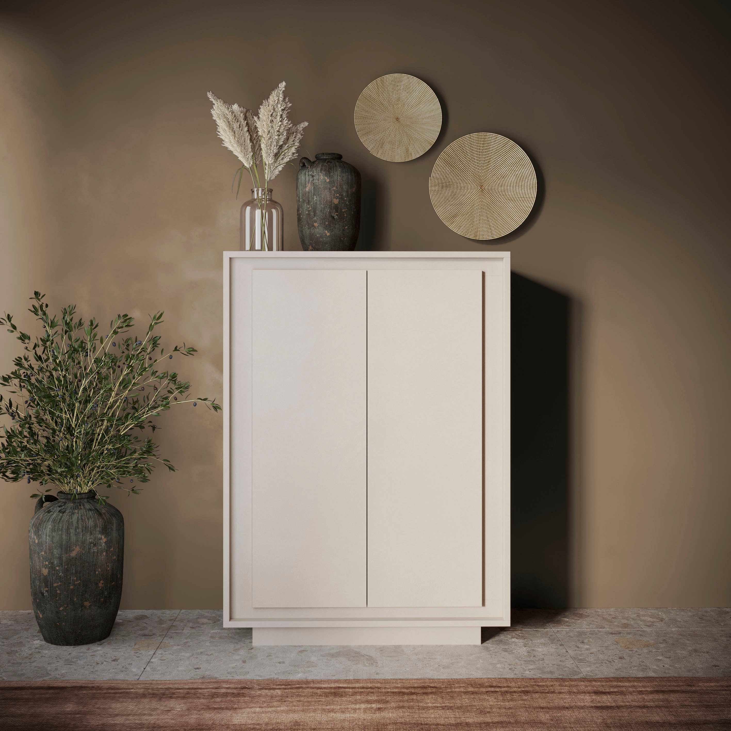 Home affaire Highboard Sky, B/H 106/171 cm, Stauraumschrank/Hochkommode, 2 Türen, Softclosing, Korpus & Front 22 mm stark, Rahmen-Optik