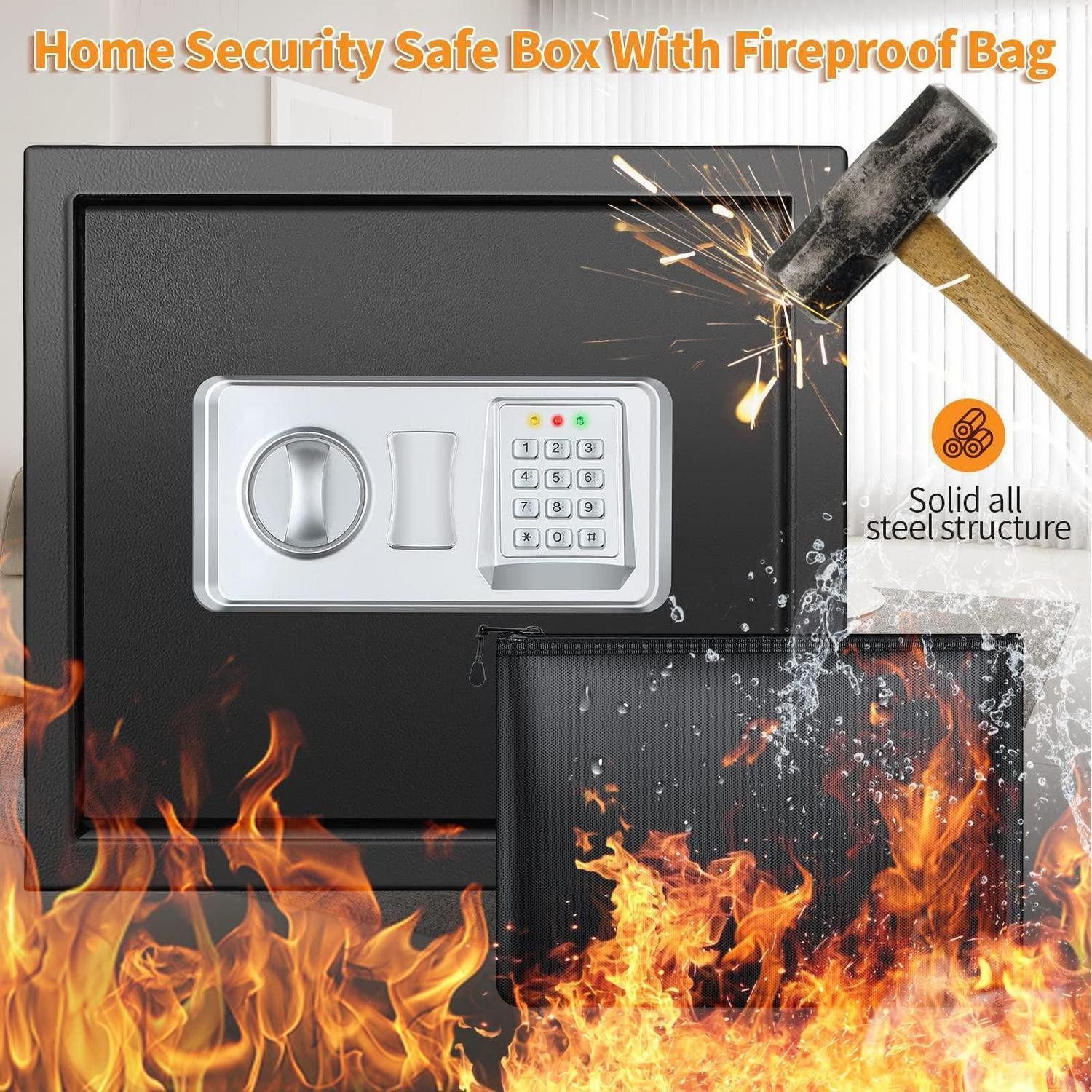 LuxusKollektion Feuerschutztresor Safe Digital 40L Feuerfest Zahlenschloss