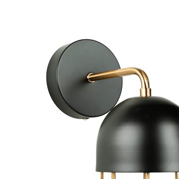 Licht-Erlebnisse Wandleuchte QUIN, ohne Leuchtmittel, Wandlampe Loft Design Metall elegant in Schwarz Gold E14
