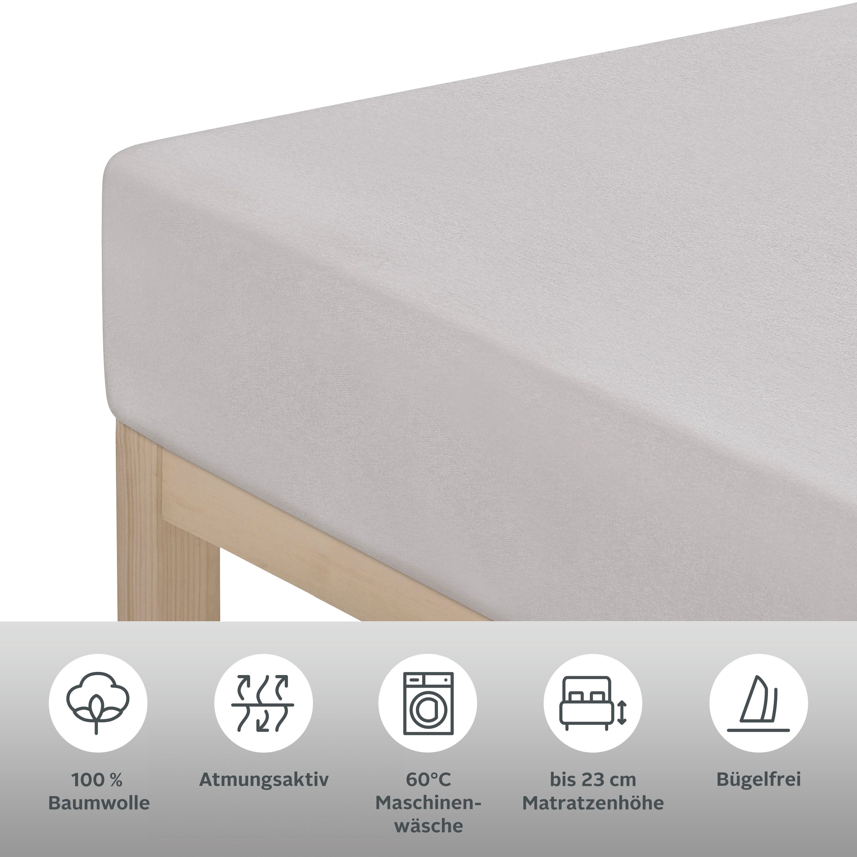 OTTO home Spannbettlaken GRETA Jersey aus 100% Baumwolle, 150 g/m², Jersey, Gummizug: rundum, (1 Stück), Premium Bettlaken für Matratzen bis 23 cm Höhe, perfekt – Bild 2 von 5
