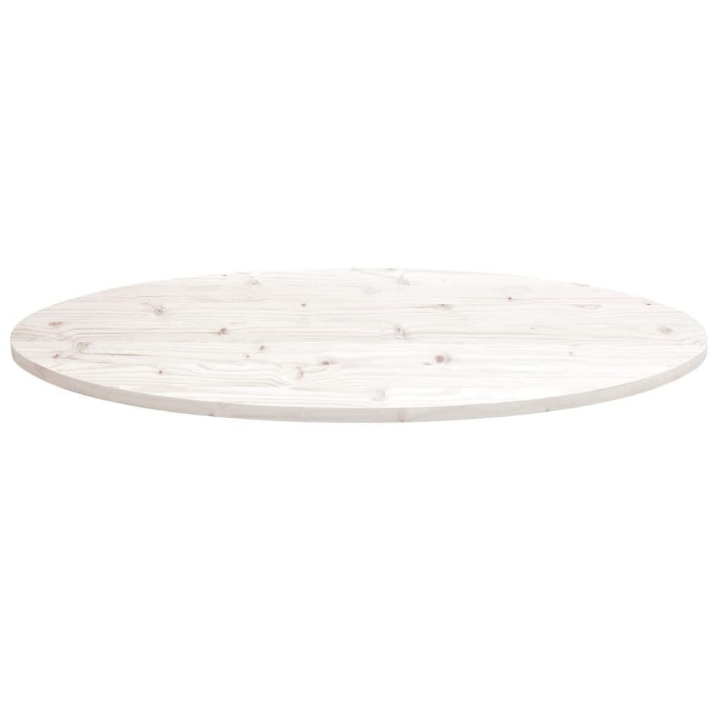 St) Tischplatte Oval Massivholz Kiefer furnicato cm 100x50x2,5 (1 Weiß