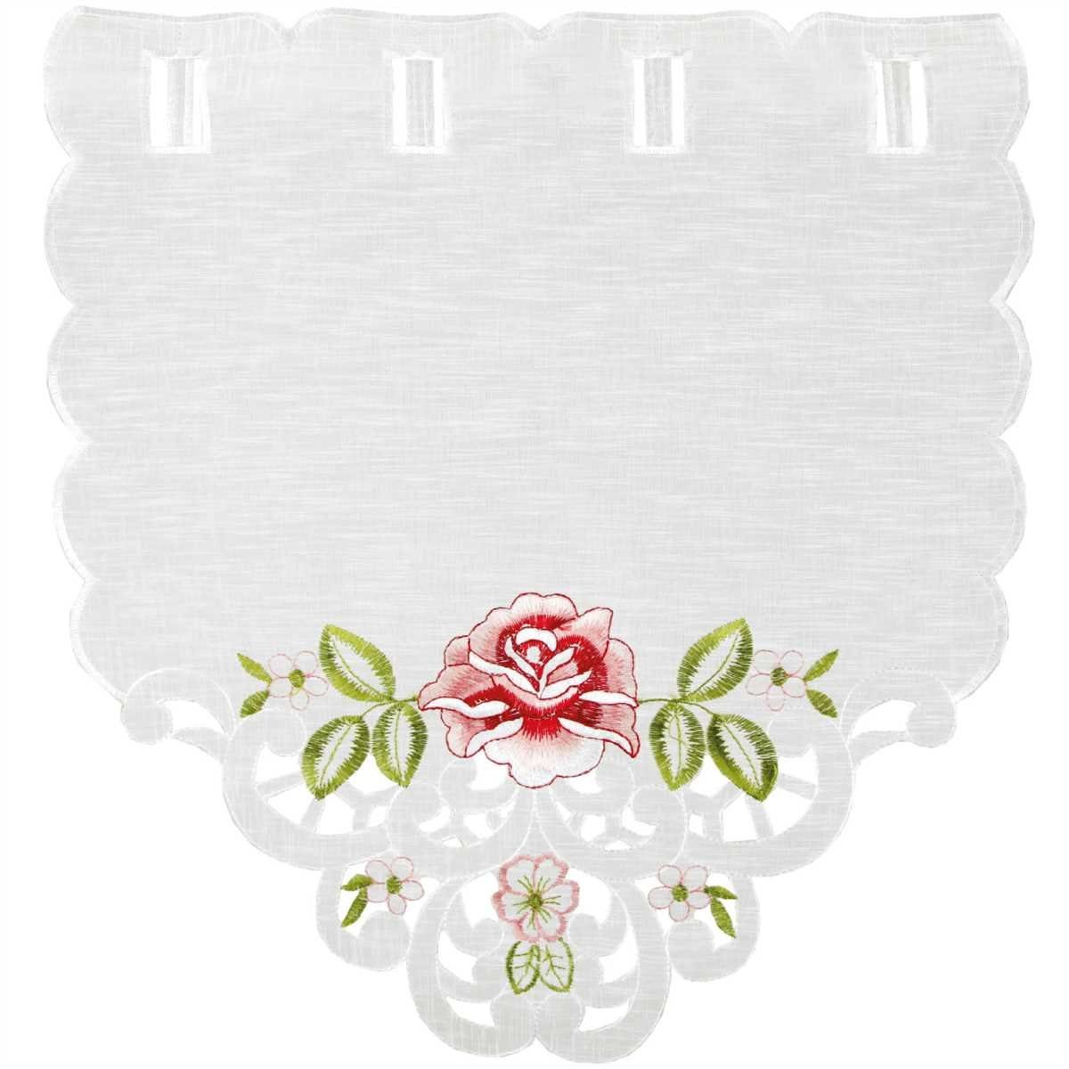 Vorhang, Arsvita, Stangendurchzug (1 St), transparent, Mini - Bistrogardine 35cm x 40cm (BxL), mit Stickerei mit vers. Applikationen