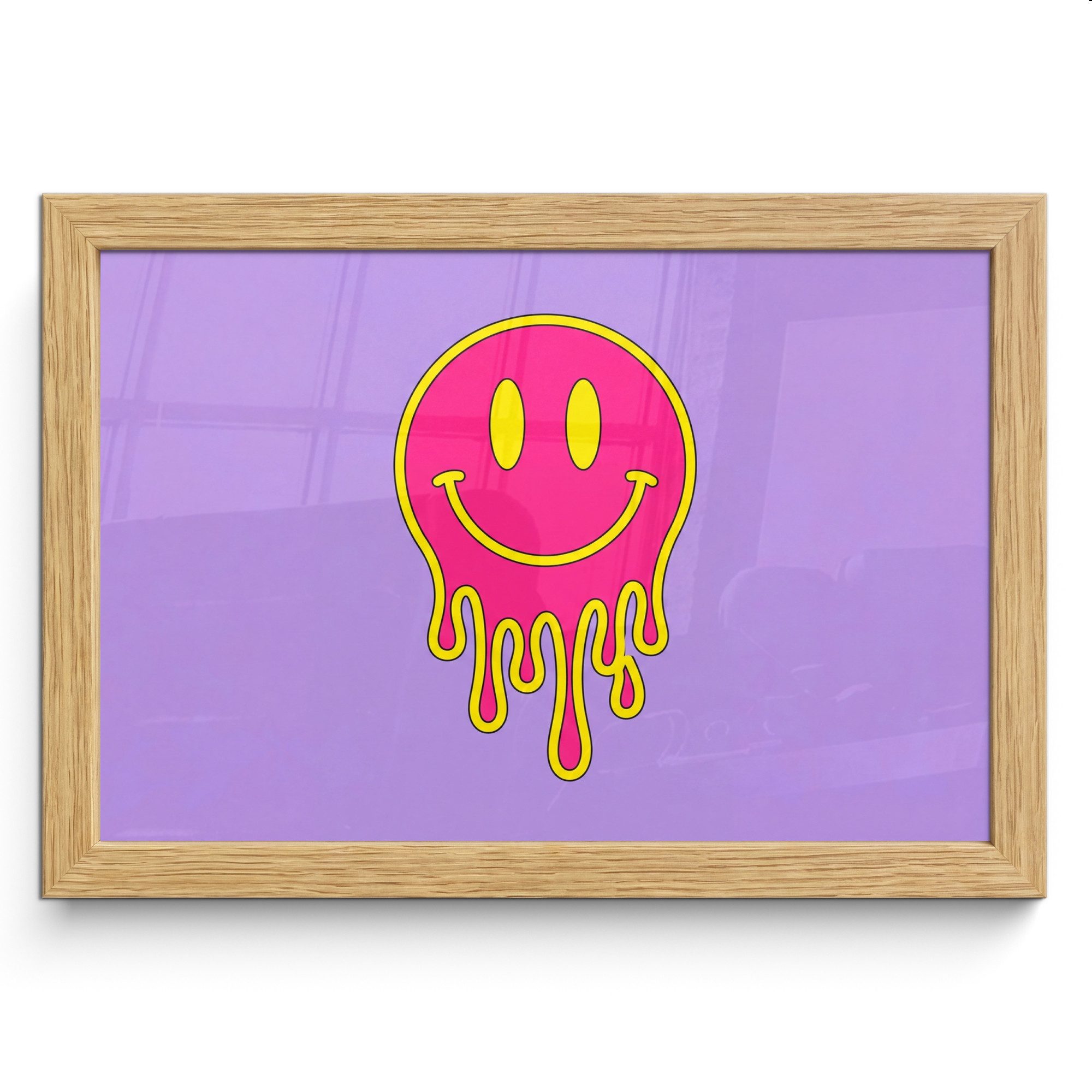 MuchoWow Poster Smiley - Tropf - Neon, (1 St), Wandbilder, Deko Wohnzimmer Schlafzimmer, 30x20 cm