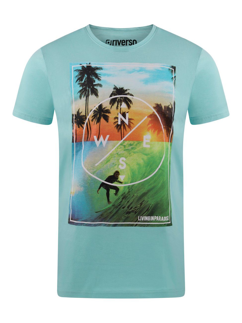 riverso T-Shirt Herren Fotoprintshirt RIVLukas Regular Fit (1-tlg) Kurzarm Tee Shirt mit Rundhalsausschnitt aus 100% Baumwolle