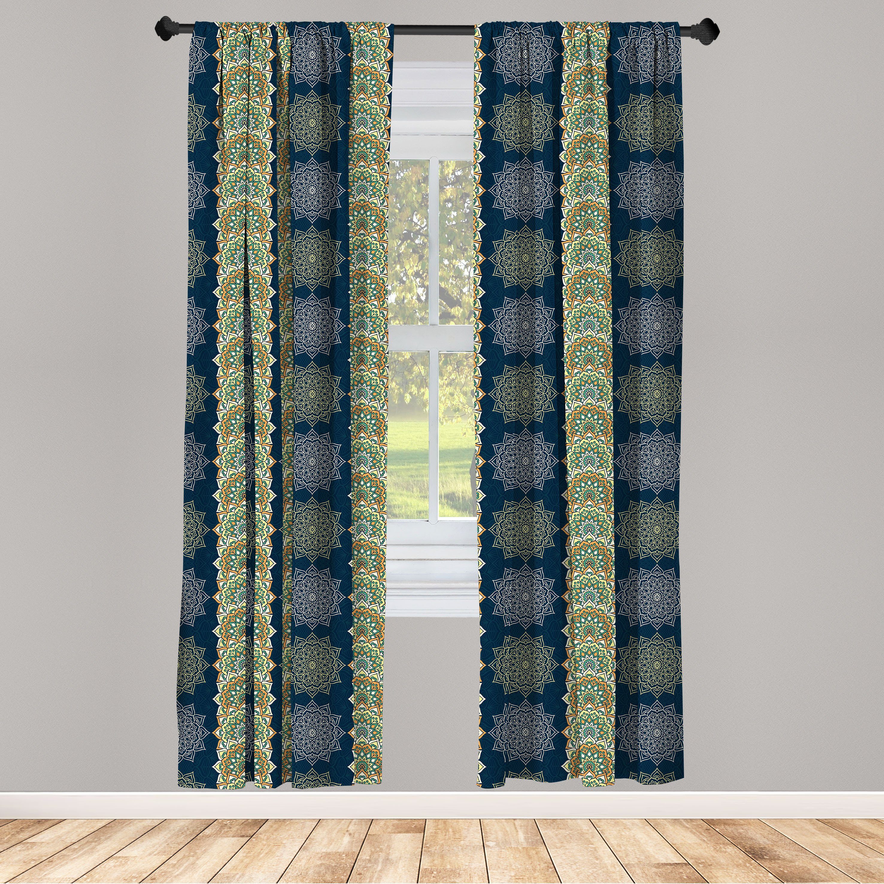 Gardine Vorhang für Wohnzimmer Schlafzimmer Dekor, Abakuhaus, Microfaser, orientalisch Bohemian marokkanische Motive