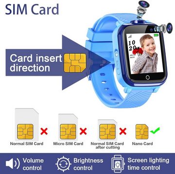 DDIOYIUR Smartwatch (1,44 Zoll, -SIM-Karte), Kinder Kind Uhr Telefon Touchscreen mit Musik Player Recorder SOS