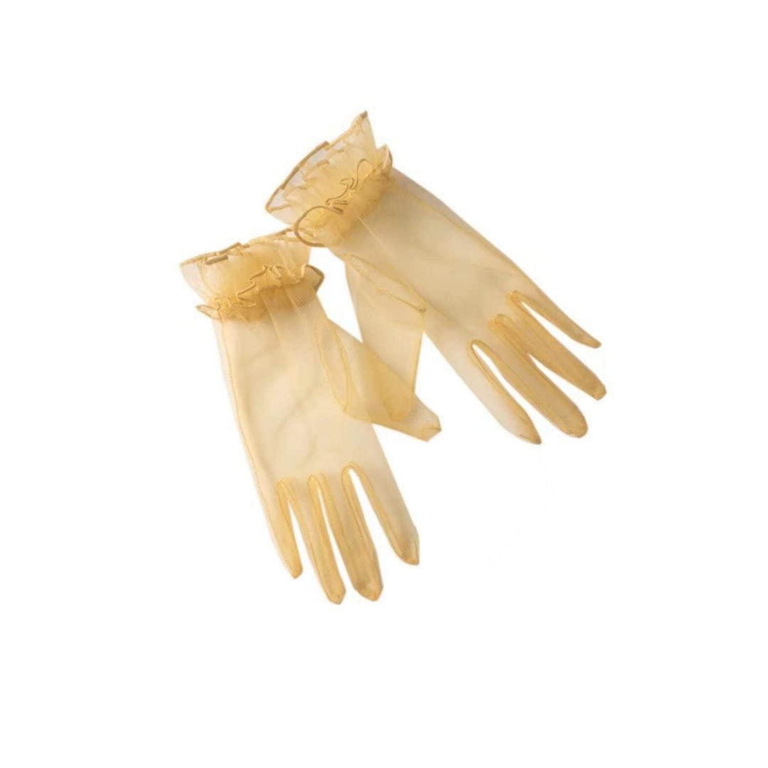 LuxusKollektion Abendhandschuhe Tüll Handschuhe Gelb kurz (1-St)