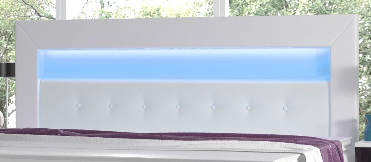 aus Milano2 Dich Kunstleder mit Weiß Boxspringbett im zwei für LED-Licht Kopfteil, Möbel Schubladen vorne, Bezug