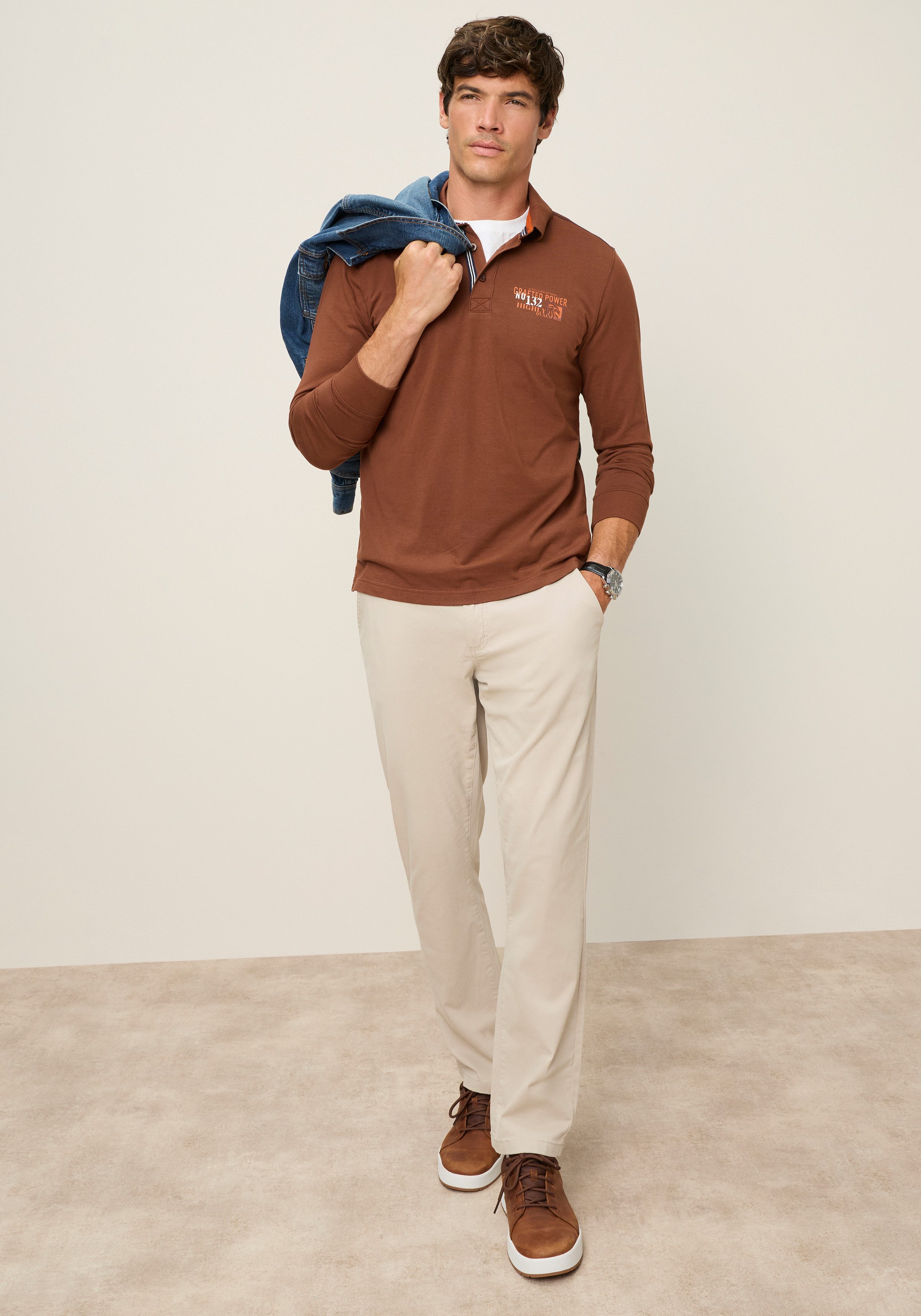 Man's World Poloshirt Normale Passform, mit Langarm, klassischer Look – Bild 4 von 5