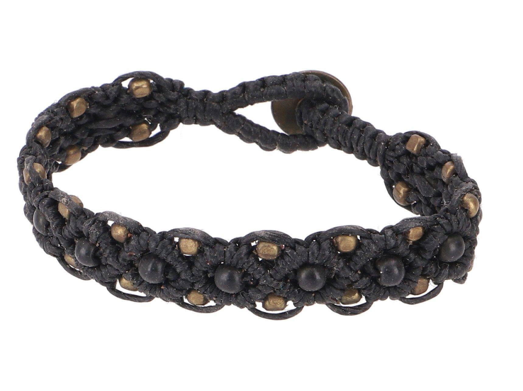 Guru-Shop Armreif Perlenarmband, Makramee Armband - dunkelbraun