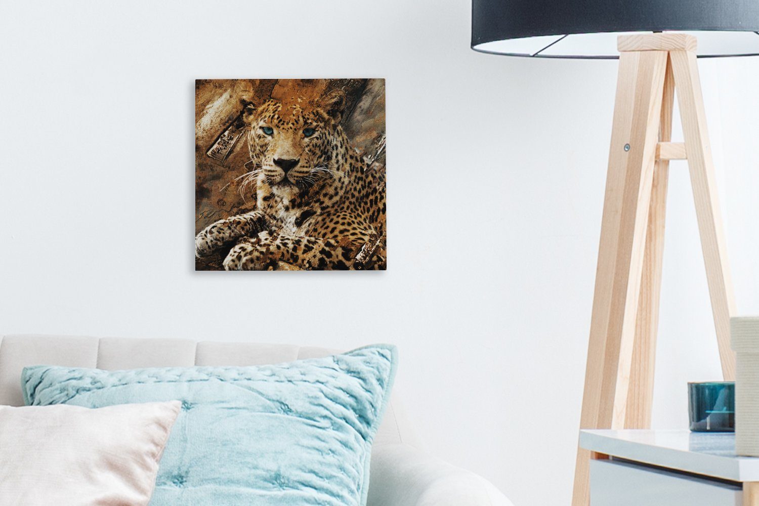 Bilder Leopard Leinwand St), Tiere Wohnzimmer Wild, (1 - Schlafzimmer OneMillionCanvasses® für - Leinwandbild