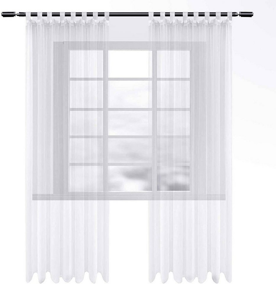 Beflockung   Transparente Vorhang Fenster Tüll Teiler Weiß 100
