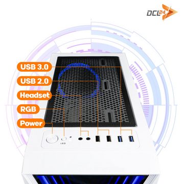 dcl24.de RGB Gaming-PC (AMD Ryzen 5 4600G, 16 GB RAM, 500 GB SSD, Luftkühlung, WLAN, Windows 11 Pro)