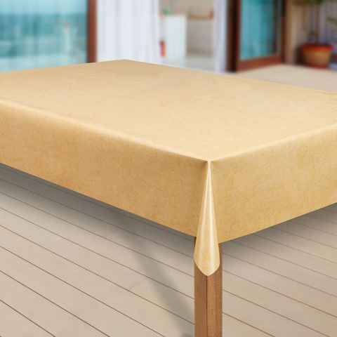 laro Tischdecke Wachstuch-Tischdecken Abwaschbar Uni gelb meliert rechteckig