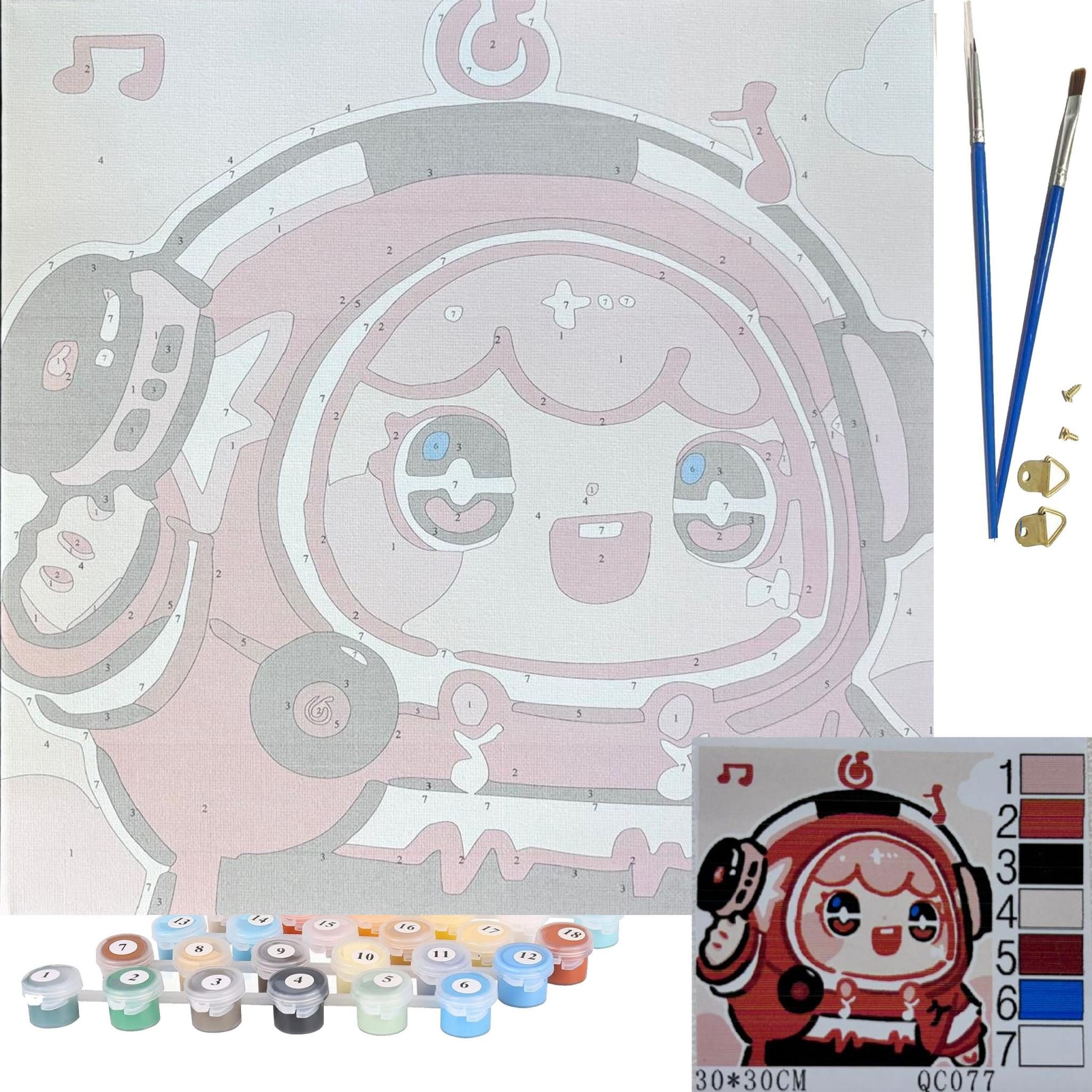 LA CUTE Malen nach Zahlen Anime Malset – Kreatives Malen nach Zahlen mit Rahmen 30x30cm (Komplettes Malset: Kreatives Malen nach Zahlen mit Rahmen und Farben, Malen nach Zahlen Set: Leinwand 30x30cm, Acrylfarben, Pinsel, Rahmen), Anime Malset: Hochwertige Leinwand 30x30cm mit Acrylfarben & Rahmen