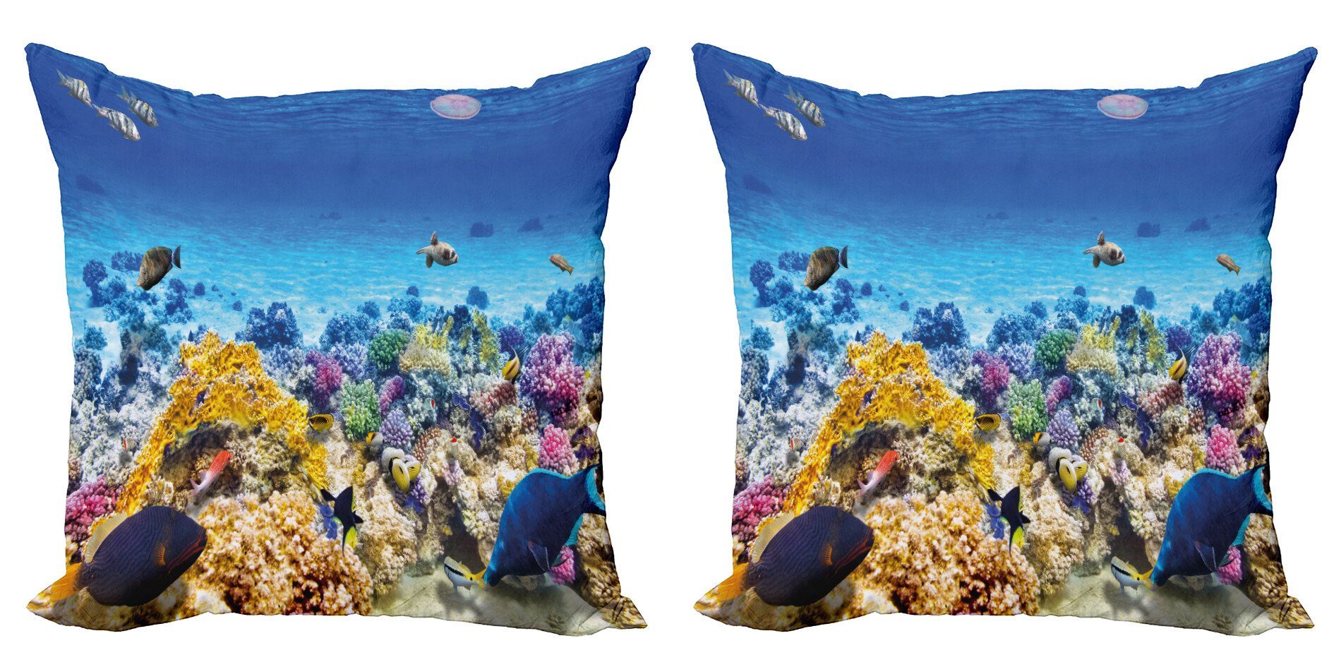 Kissenbezüge Modern Accent Doppelseitiger Digitaldruck, Abakuhaus (2 Stück), Fisch Ozean Korallen Goldfish