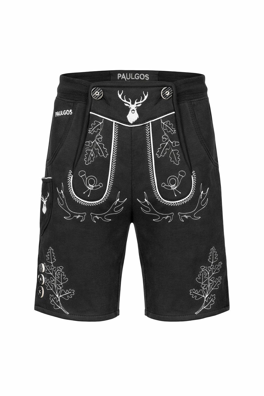 PAULGOS Trachtenhose Herren Jogginghose Design Lederhose Kurz Sweathose Bermuda Shorts JOK5