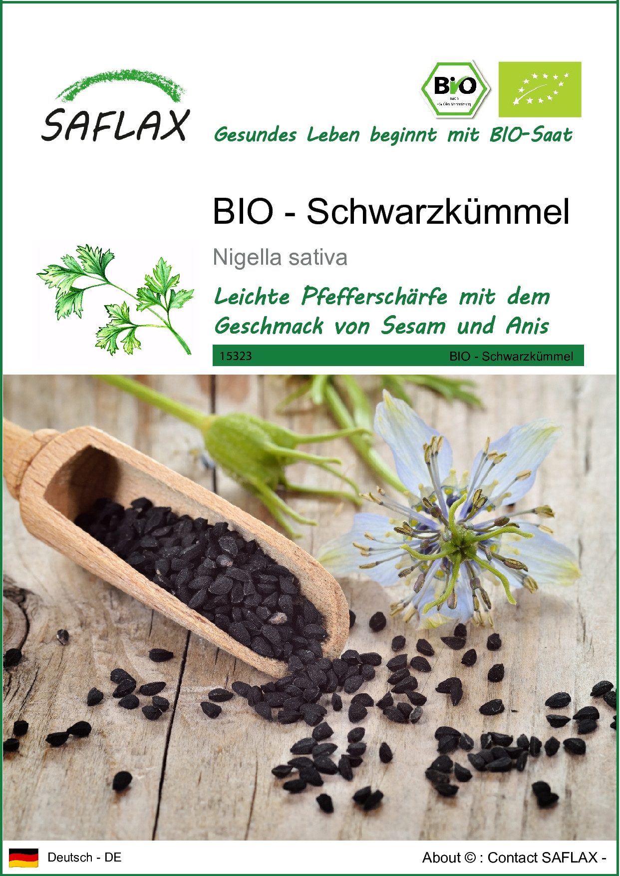 SAFLAX Kräutersamen SAFLAX - Samen - BIO - Schwarzkümmel