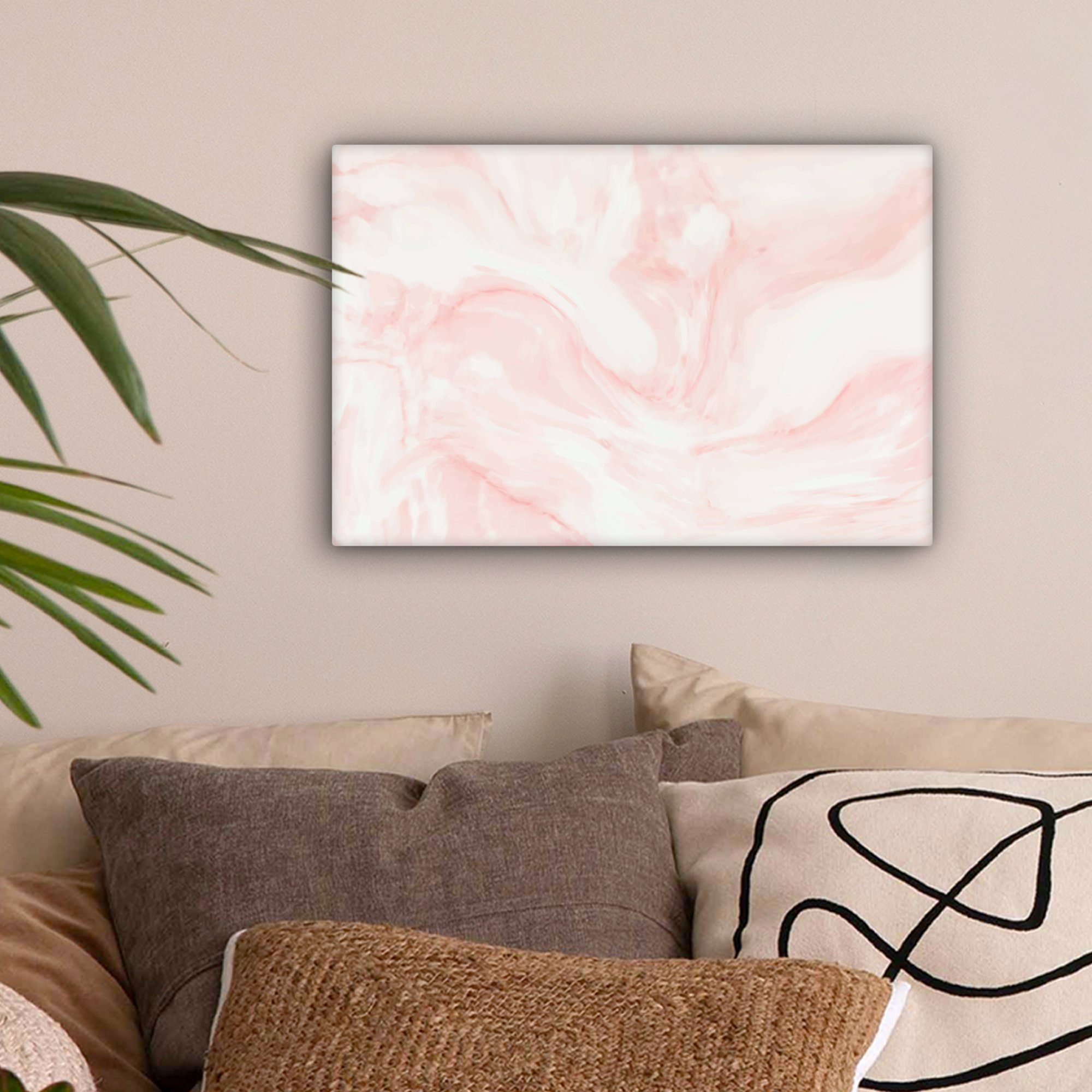 OneMillionCanvasses® Leinwandbild Marmor - Weiß - Rosa - Pastell, Fotodruck (1 St), Leinwand Bilder Klein, Wand Dekoration Aesthetic 30x20 cm – Bild 2 von 5