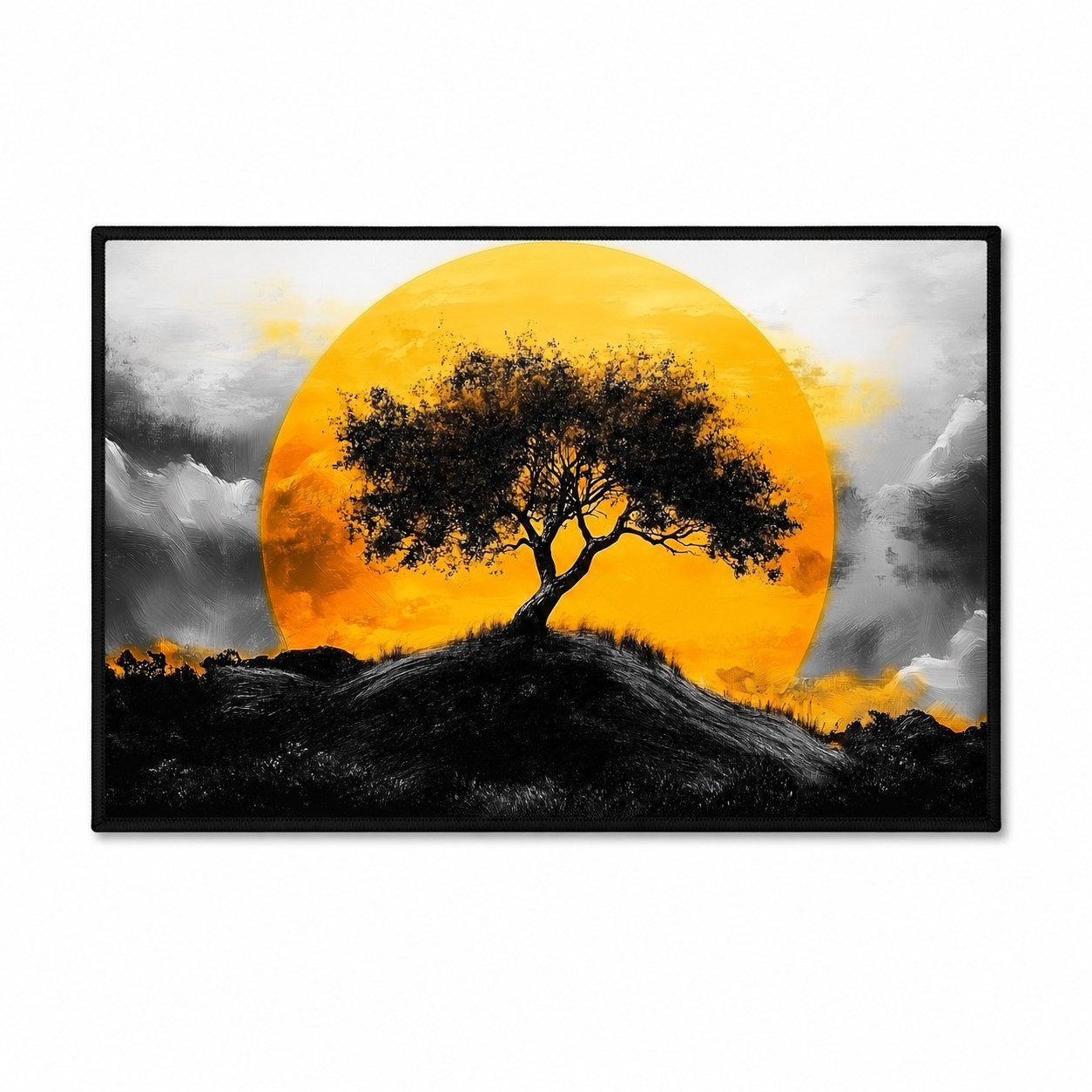 Jumpeak Teppich Baum Sonnenuntergang Kunst Teppich, tepichwohinzimer, teppich waschbar, Rechteckig, Höhe: 5 mm, Kunstkaschmir, pflegeleicht, kurze Fasern, angenehm zu tragen