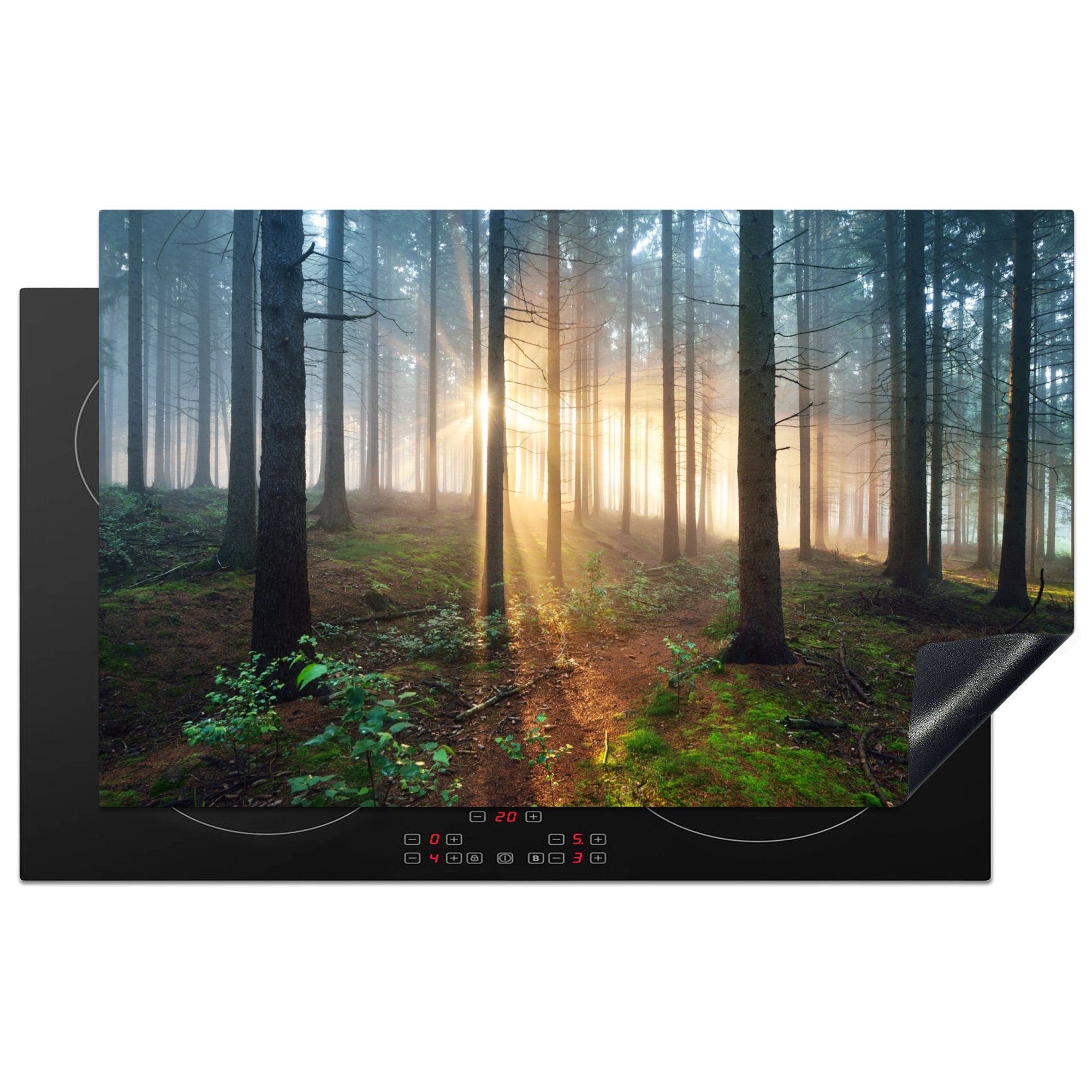 MuchoWow Herdblende-/Abdeckplatte Wald - Baum - Pflanze, Vinyl, (1 tlg), 83x51 cm, Ceranfeldabdeckung, Arbeitsplatte für küche