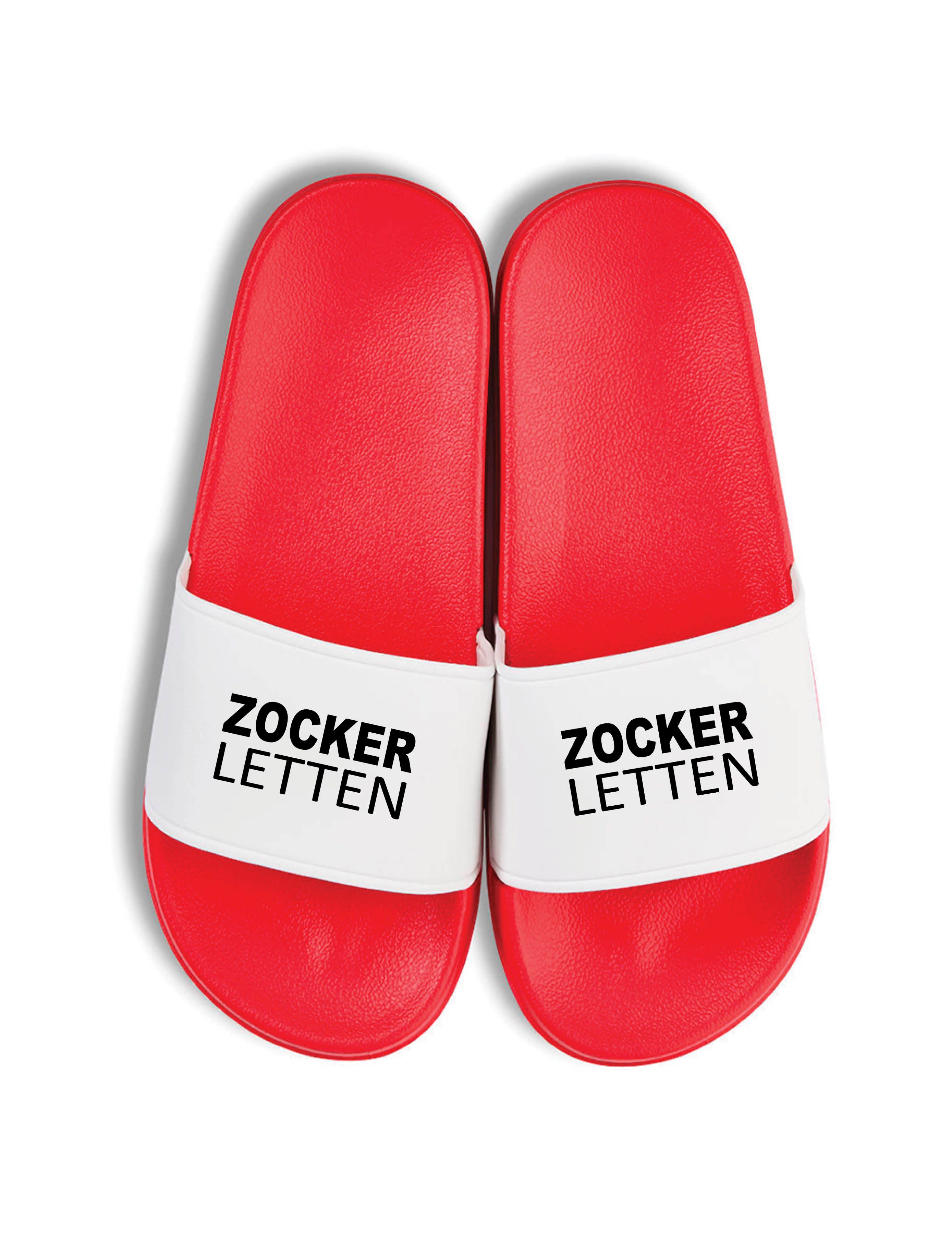 Herren Damen Badelatschen "Zocker Letten" Fun-Print lustig Geschenk Badeschuh