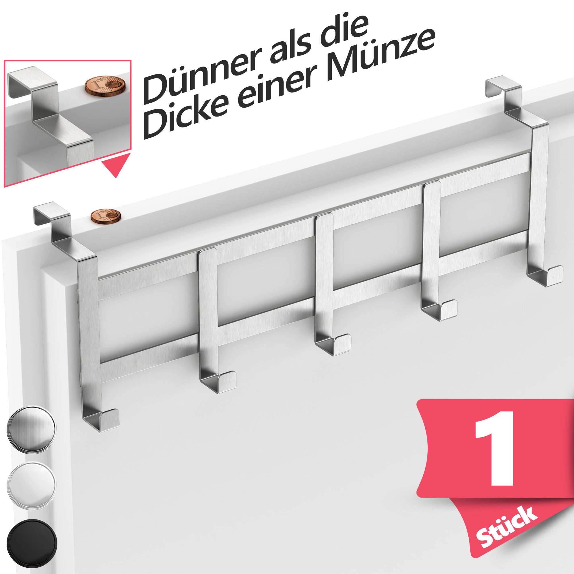 Lindenstein Türhaken Edelstahl Türhaken Innenseite, Türen, (Packung, 1-St., 1), ohne Bohren,Stabil,langlebig,rostbeständig,verformungsresistent