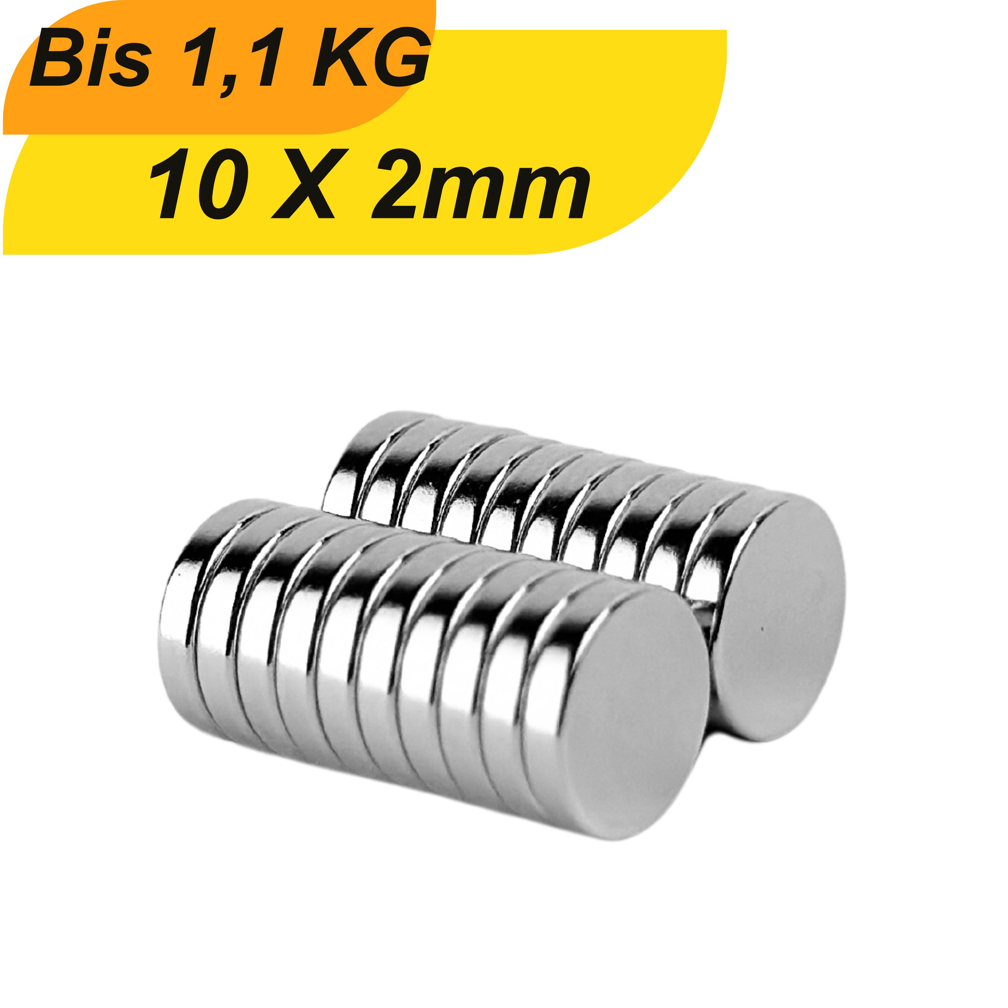 Magnet Neodym Magnet 10mm x 2mm Supermagnete hohe Haftkraft Scheibenmagnet